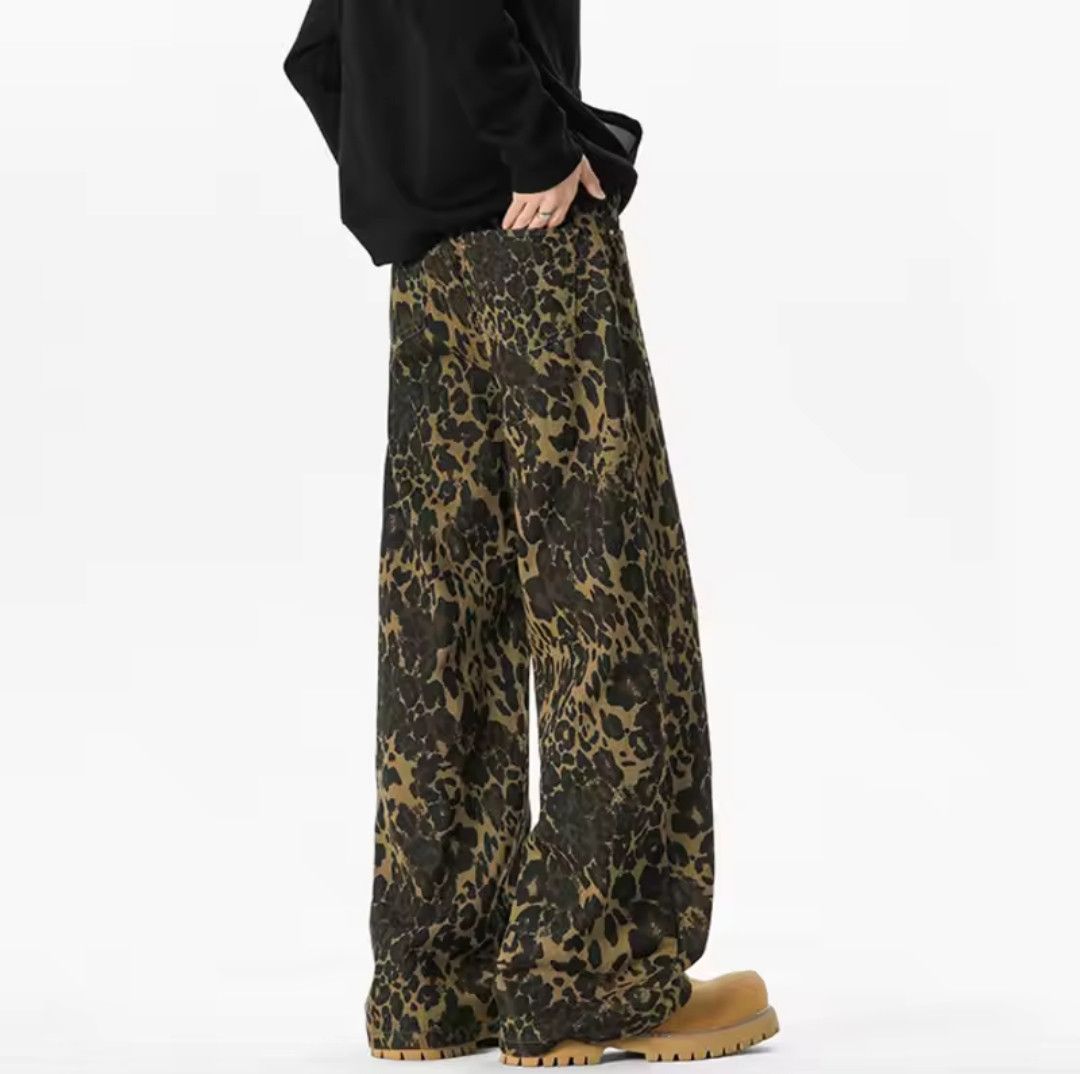 Japanese Brand × Jean Street Vintage Loose Wide Leg Leopard Print Street Pants Size US 34 / EU 50 - 5 Thumbnail