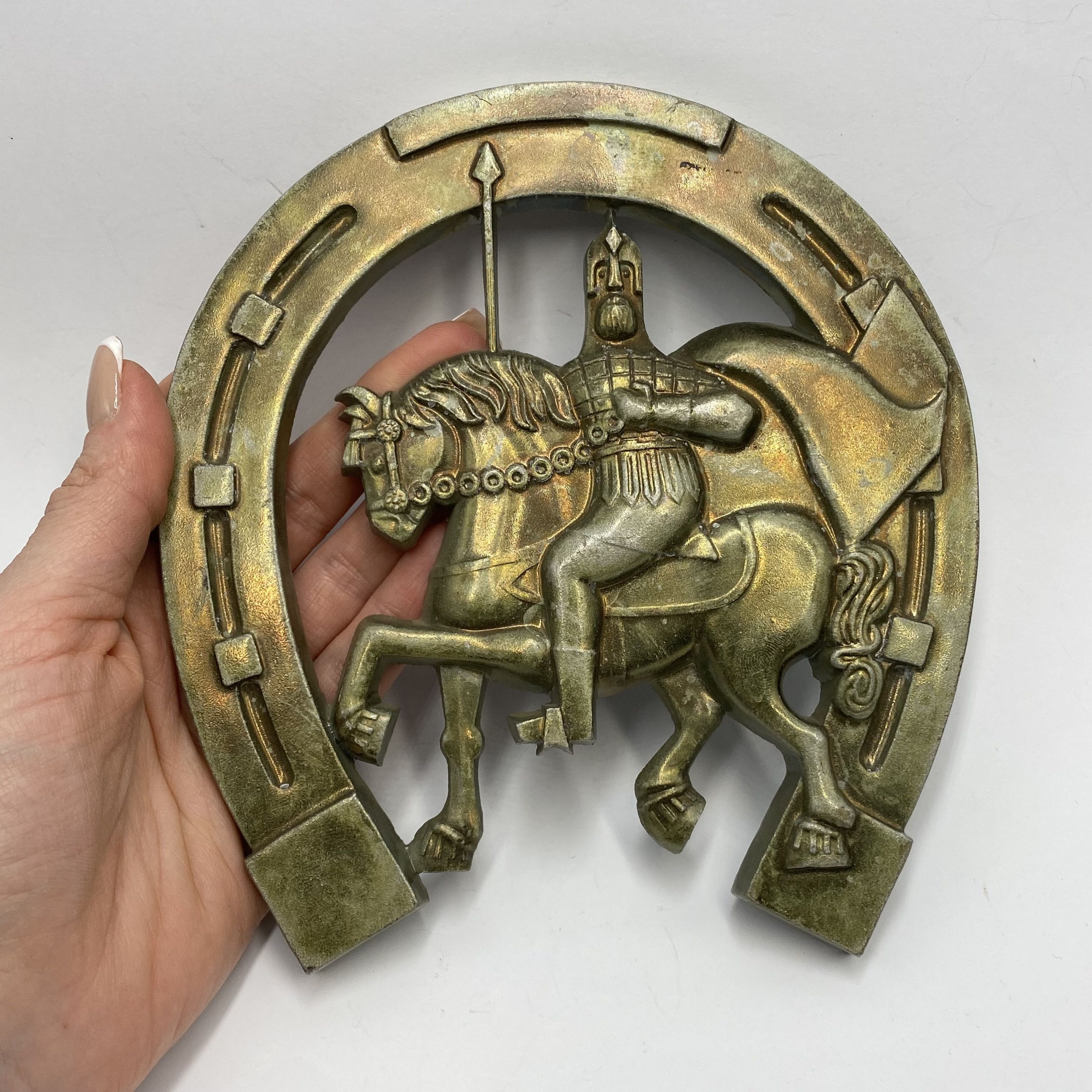 Vintage Vintage Soviet Metal Horseshoe Wall Plaque Warrior Knight Size ONE SIZE - 1 Thumbnail