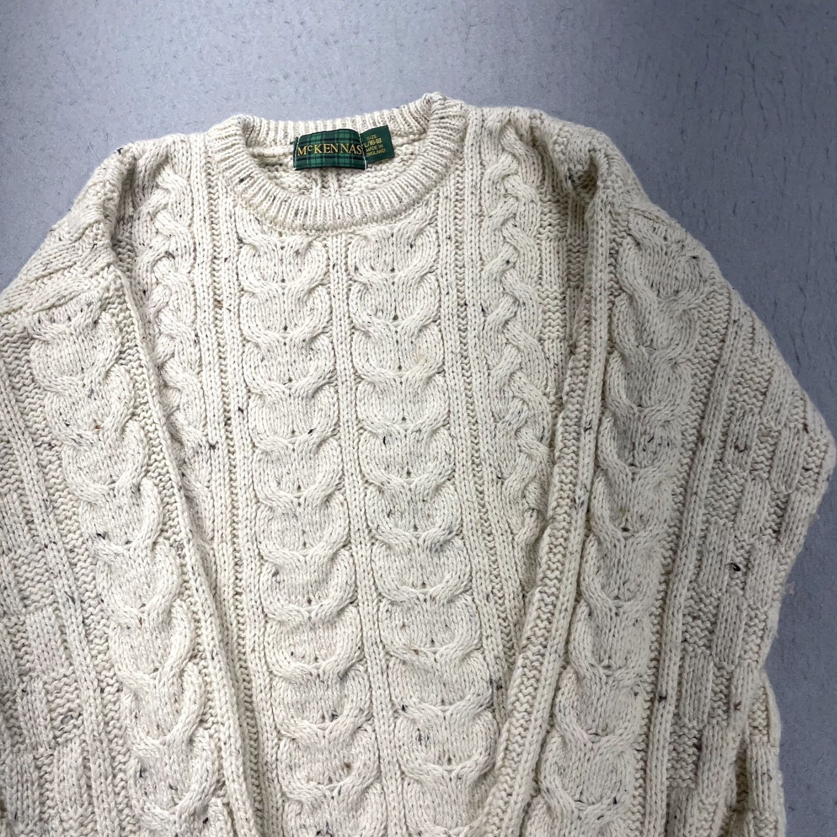 Vintage VINTAGE McKENNAS Wool Fisherman Crewneck Oarsman Irish Sweater Womens Large Crew Neck Cable-Knit Wool Pullover 80s 90s Winter Casual Womens Size L / US 10 / IT 46 - 3 Thumbnail