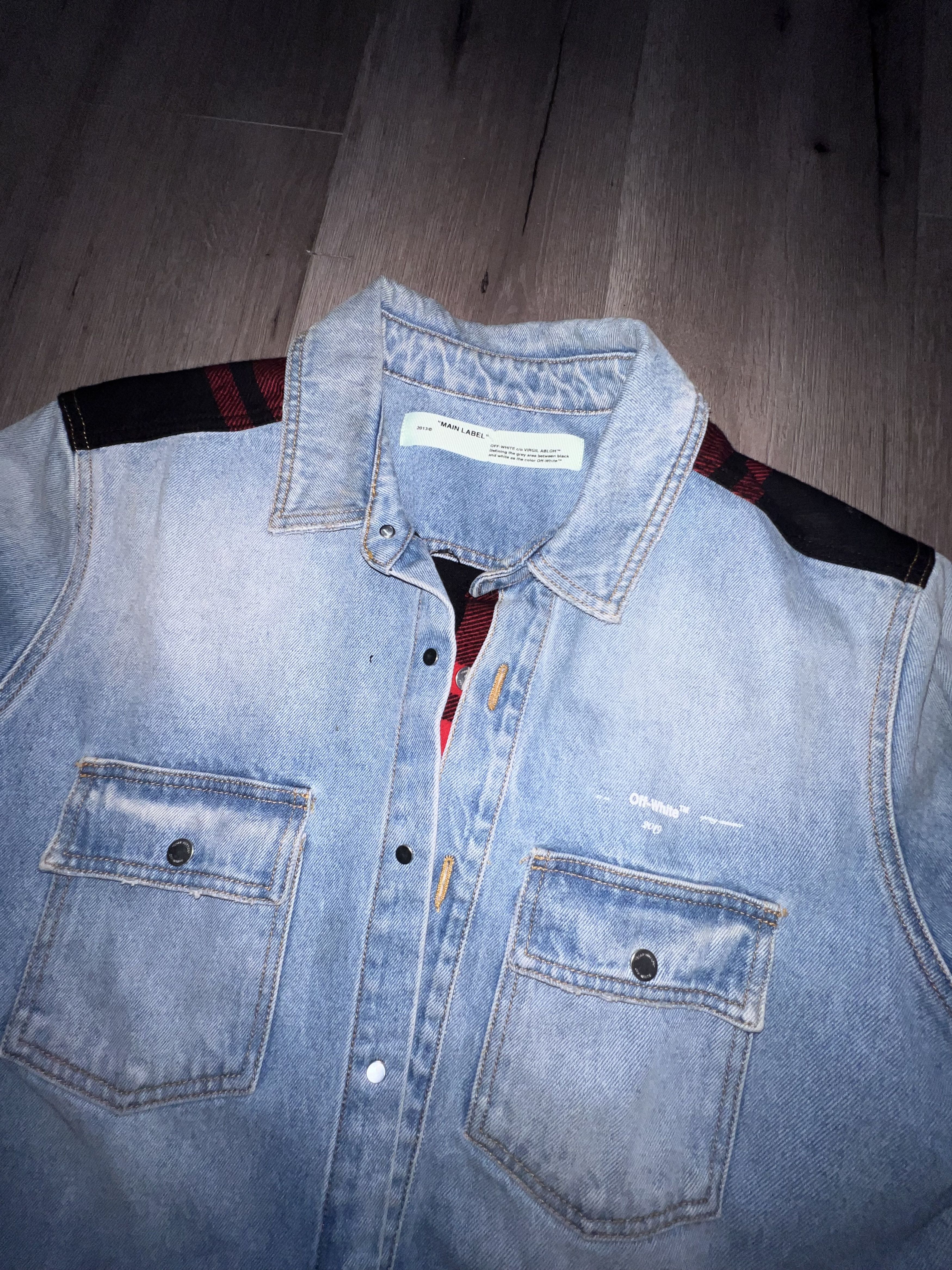 Off-White Off-White Blue and Red Denim Reconstructed Jacket / Shirt Size US XXL / EU 58 / 5 - 7 Thumbnail