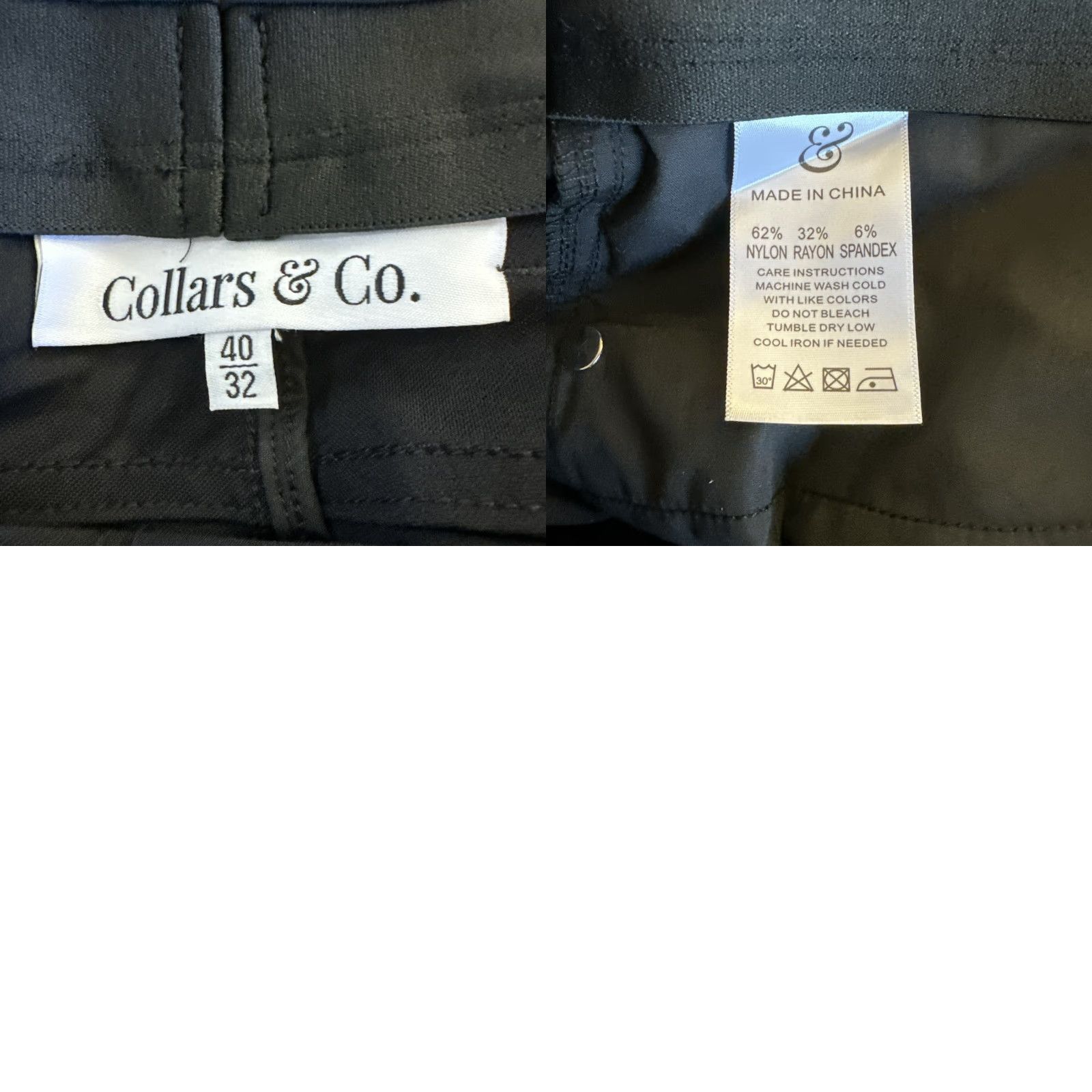 CO Collars and Co CEO Pull On Pants Black 40x32 Men Pants Straight Leg Regular Waist 40 Slim Stretch Golf Chino Wrinkle Resistant Pockets Size US 40 / EU 56 - 8 Thumbnail