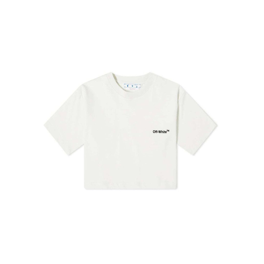 Off-White o1mle0425 Helvetica Cropped T-Shirt in White Size XS / US 0-2 / IT 36-38 - 1 Thumbnail