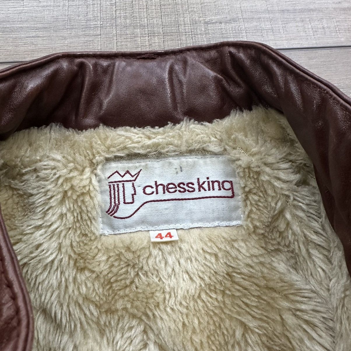 Other Vintage 90s Chess King Leather Sherpa Lined Bomber Jacket Size US L / EU 52-54 / 3 - 9 Thumbnail