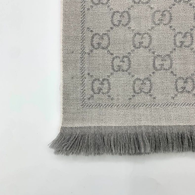 Gucci GucciGray logo jacquard full-print wool tassel scarf 2503-N Size ONE SIZE - 3 Thumbnail