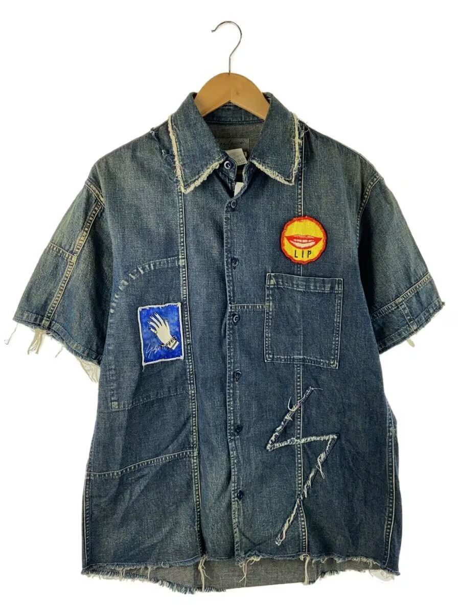 Yohji Yamamoto Reconstructed Patchwork Denim Short Sleeve Button Shirt Size US L / EU 52-54 / 3 - 1 Thumbnail