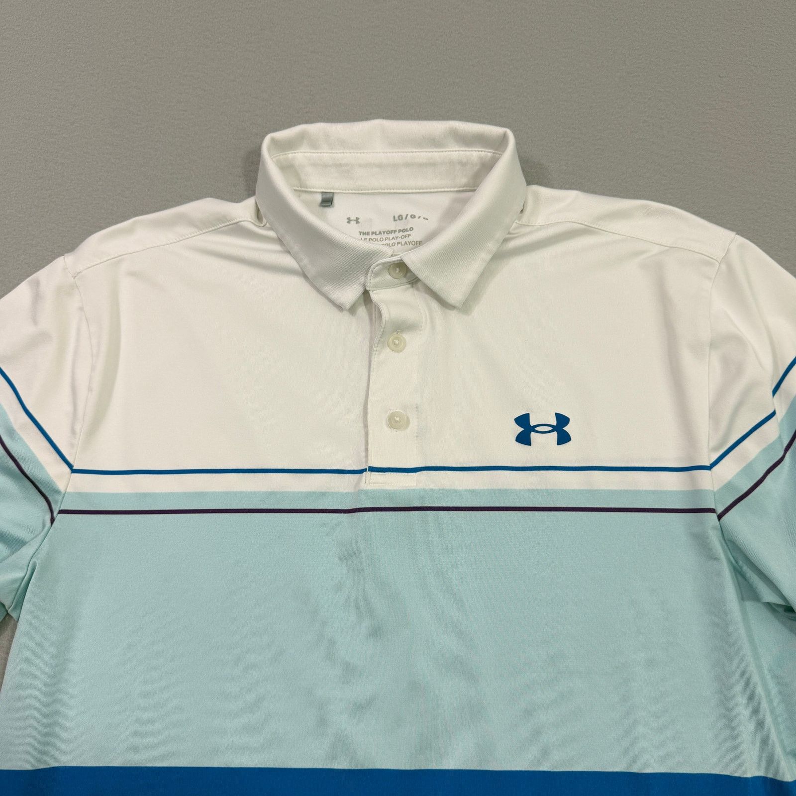 Under Armour Under Armour The Playoff Polo Shirt Mens Large White Blue Size US L / EU 52-54 / 3 - 2 Thumbnail