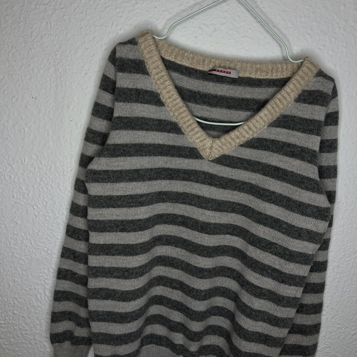 Prada Prada Wool Knitwear Sweater Grey Striped Jumper Retro Y2K Size M / US 6-8 / IT 42-44 - 2 Thumbnail