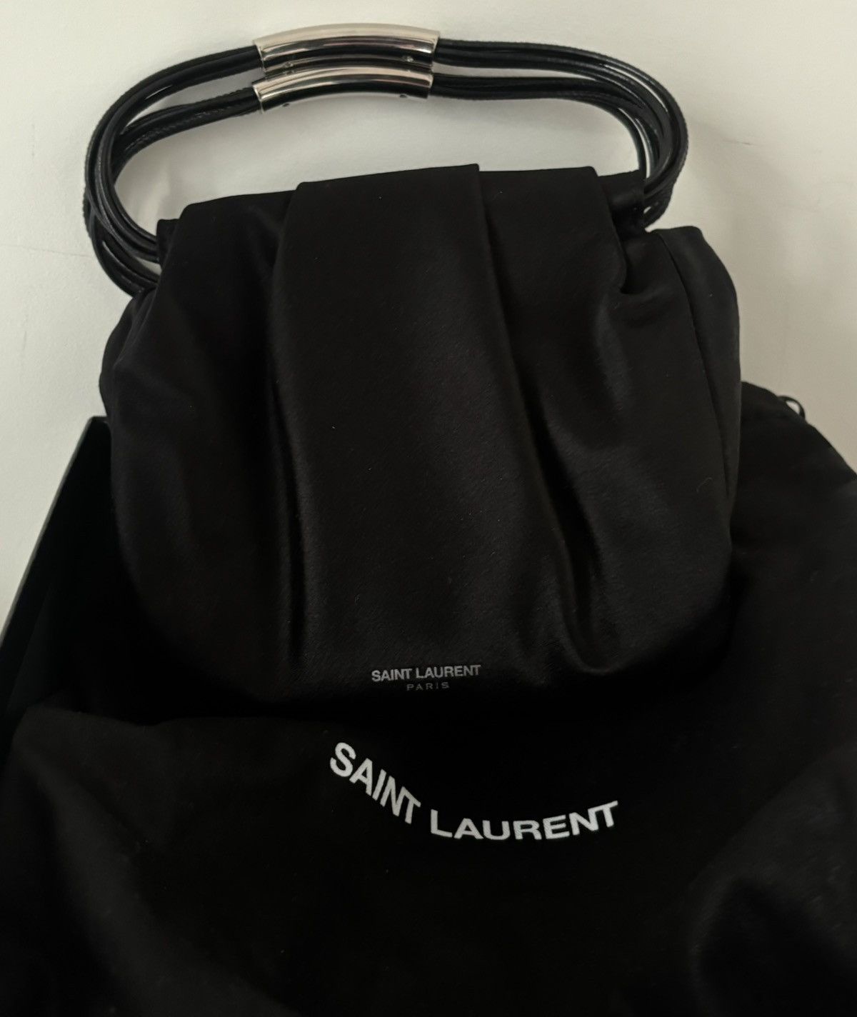 Yves Saint Laurent Saint Laurent Mini Pochon bag in black silk Size ONE SIZE - 3 Thumbnail