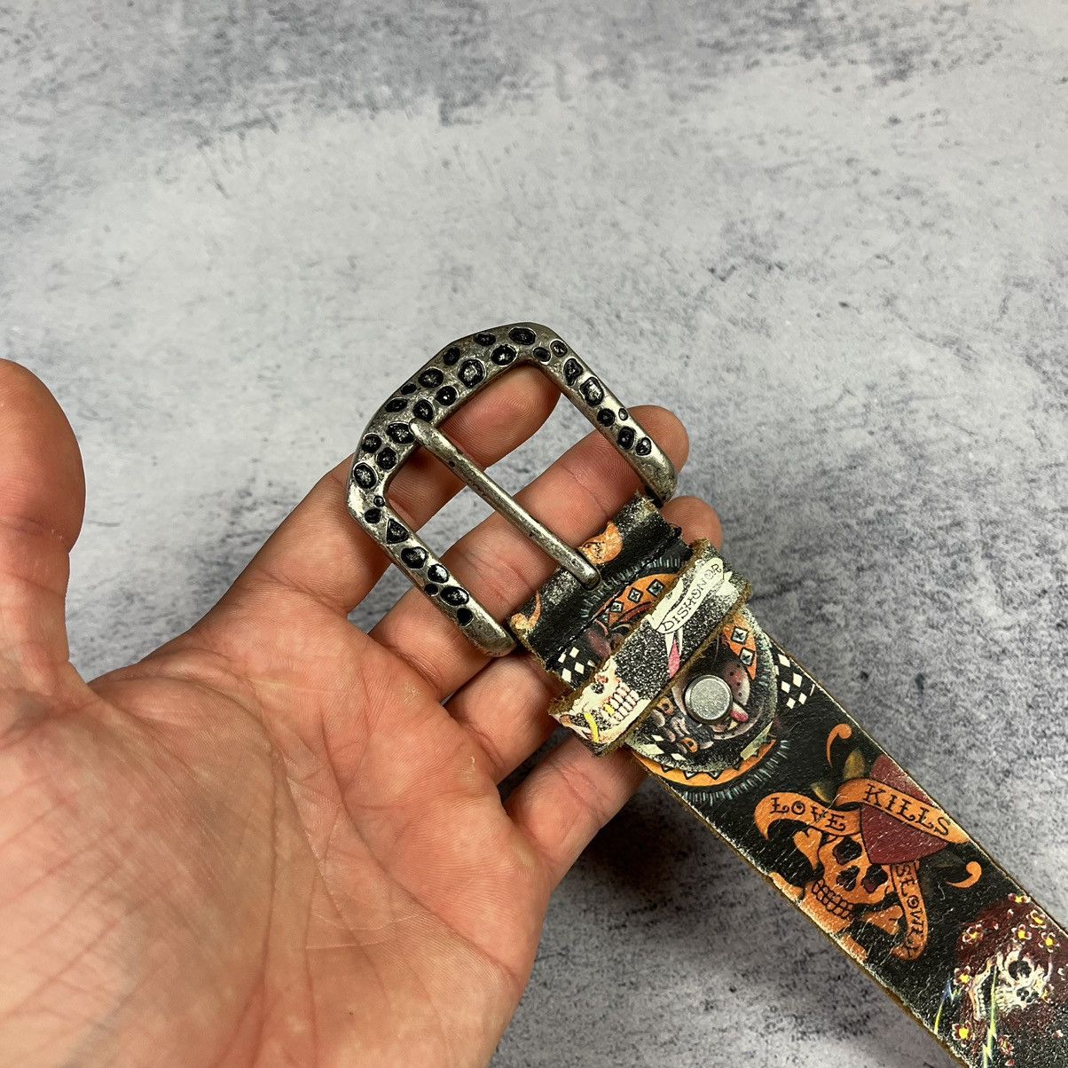 Vintage Y2K Ed Hardy Belt Vintage Y2K Leather Ed Hardy Belt, size Small green... | Depop main image 2