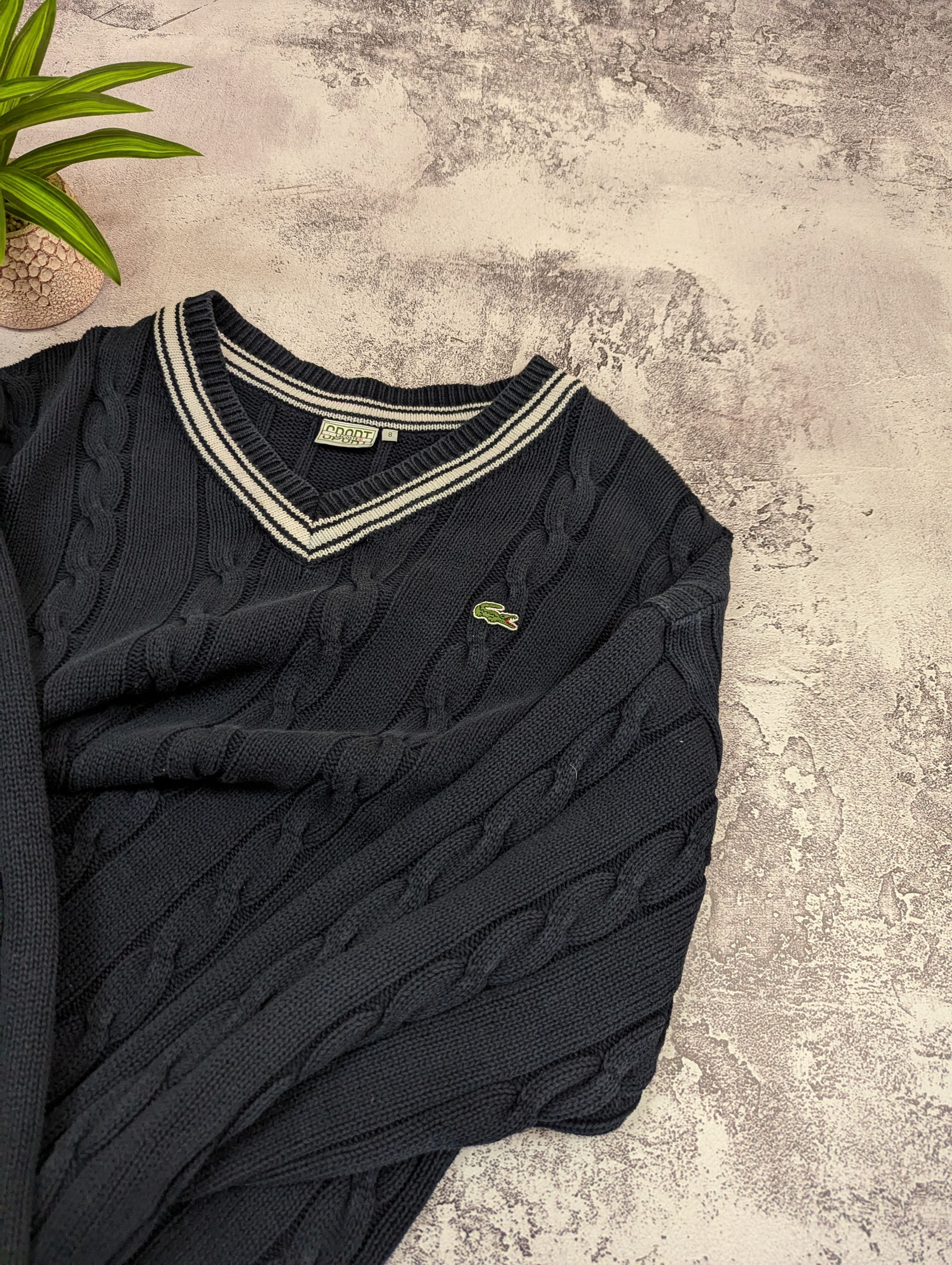 Lacoste VTG Lacoste Sport Cable Knit Sweater Size 8 Size US XXL / EU 58 / 5 - 11 Thumbnail