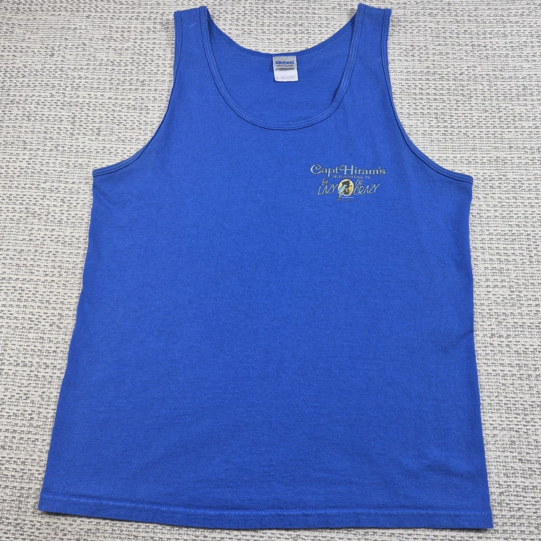 Gildan Gildan Tank Top Mens M Blue Be Lazy Or Crazy Florida Graphic Tank Top Shirt Adult M Blue Beach Florida Size US M / EU 48-50 / 2 - 3 Thumbnail