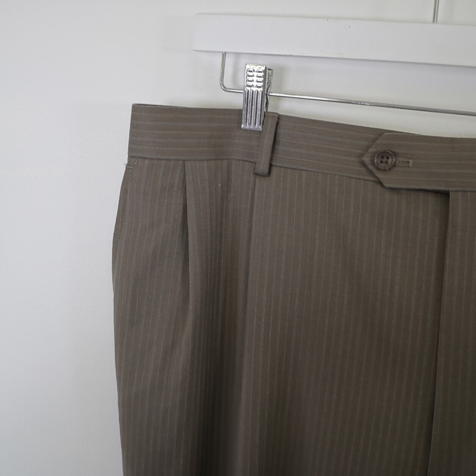 Joseph & Feiss Joseph & Feiss Wool Beige Green Herringbone Striped 2 Piece Size 42R - 3 Thumbnail