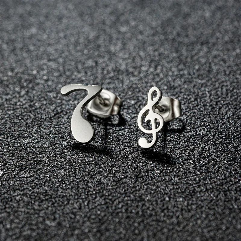 Jewelry Classic Musical Symbol Mini Stud Earrings Charm Earring Gift Size ONE SIZE - 1 Thumbnail