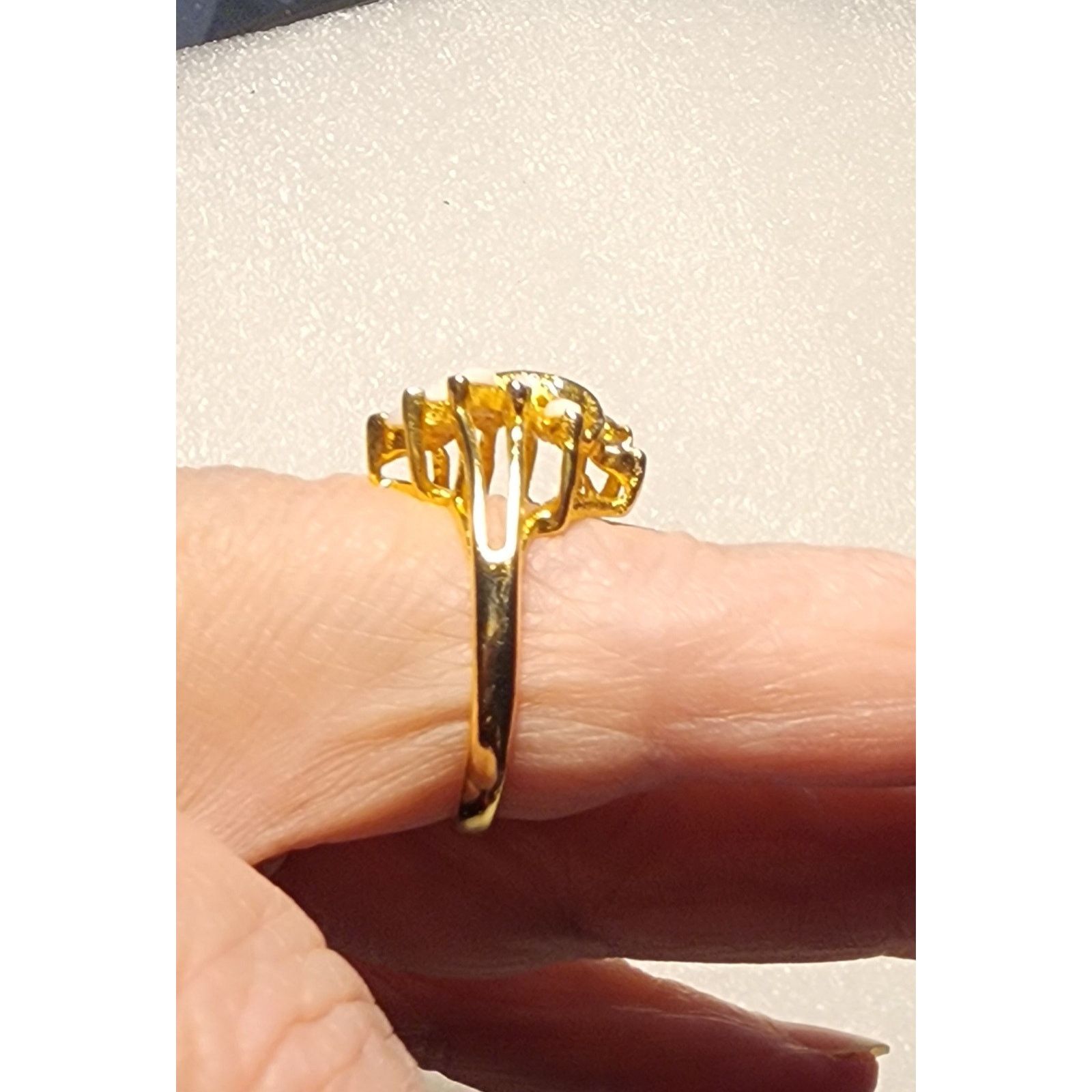 Other Faux Opal & Clear Rhinestones Cocktail Ring - Size 8.5 Size ONE SIZE - 8 Thumbnail