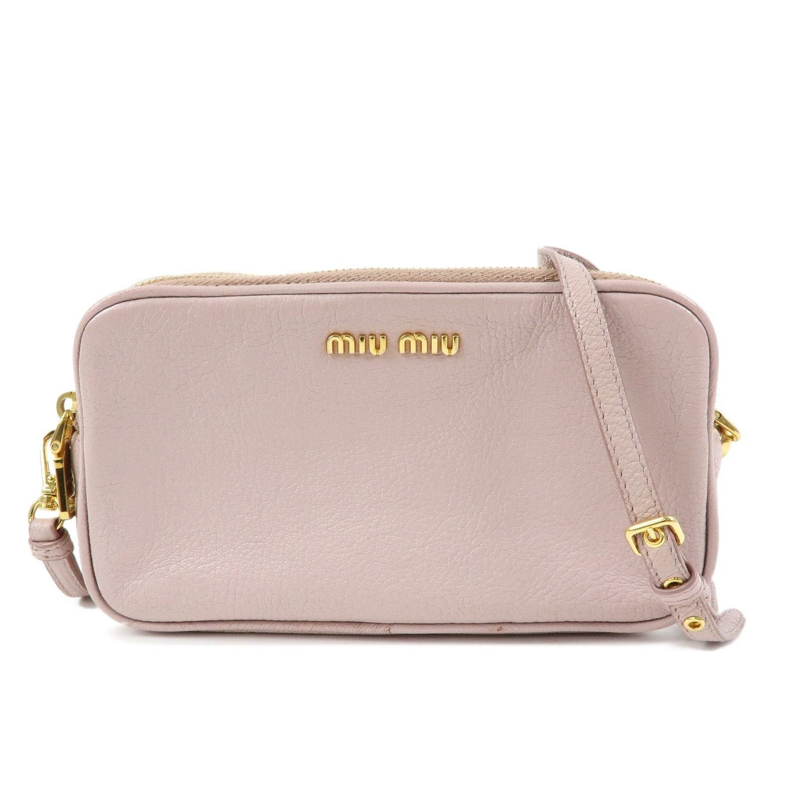 Miu Miu Miu Miu Logo Madras Leather Crossbody Bag Pink Size ONE SIZE - 1 Thumbnail