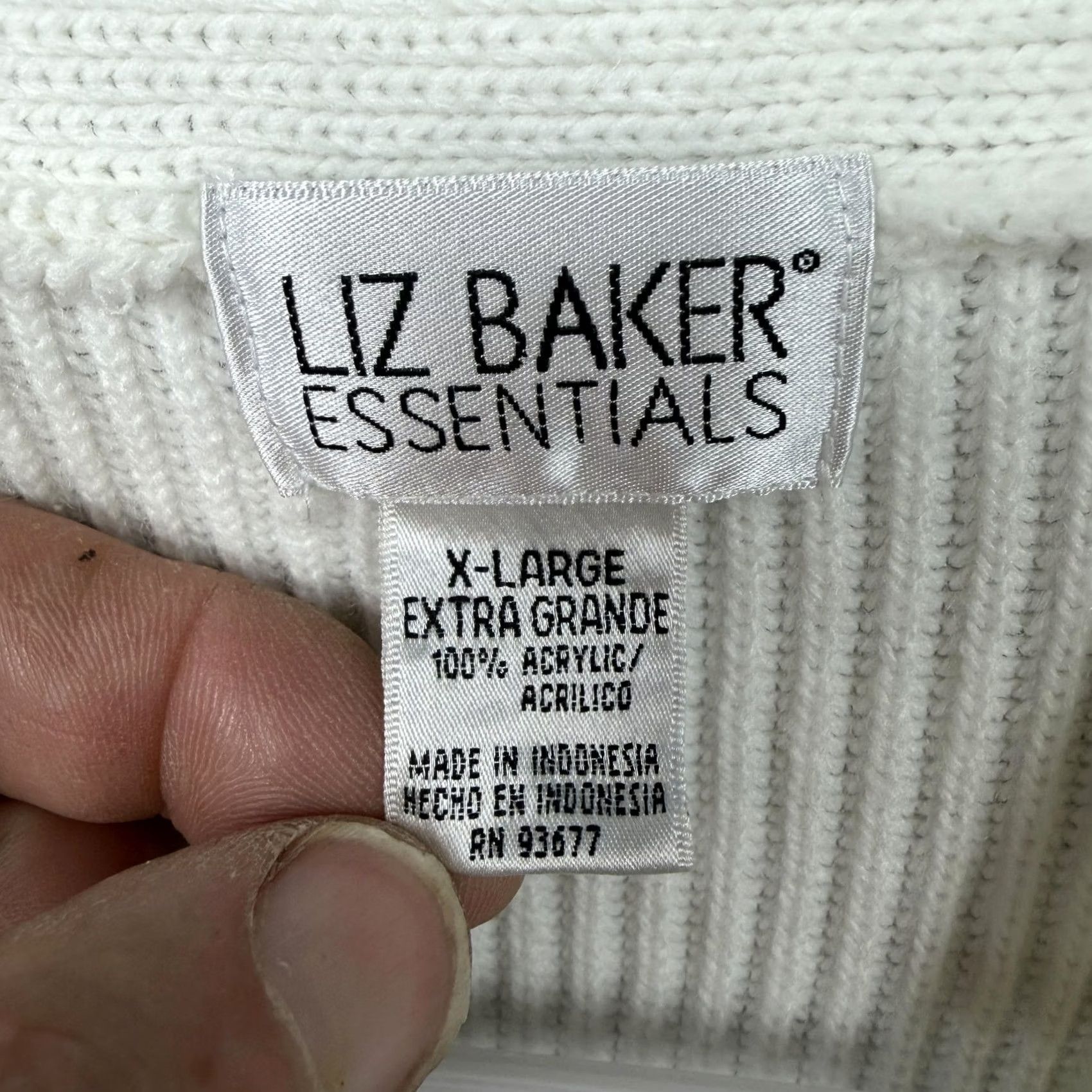 Vintage Liz Baker Essentials Cardigan XL White Knit Long Sleeve V-Neck Pockets Solid Cozy Preppy Classic Winter Women Sweater Size XL / US 12-14 / IT 48-50 - 5 Thumbnail