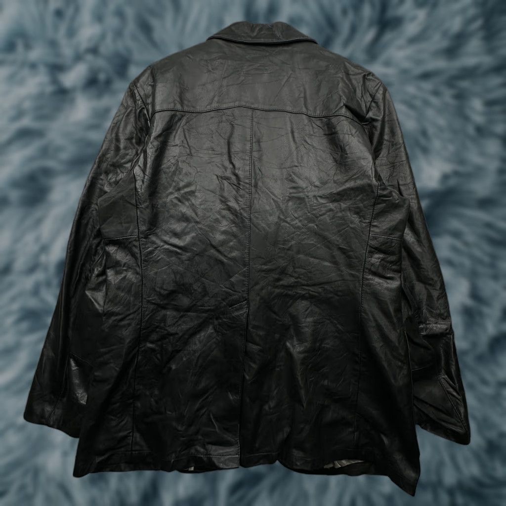 Vintage VINTAGE Remy Leather Blazer Sport Coat Mens 44 Large Black Lined Two Button Coat Mens Size 44R - 1 Thumbnail
