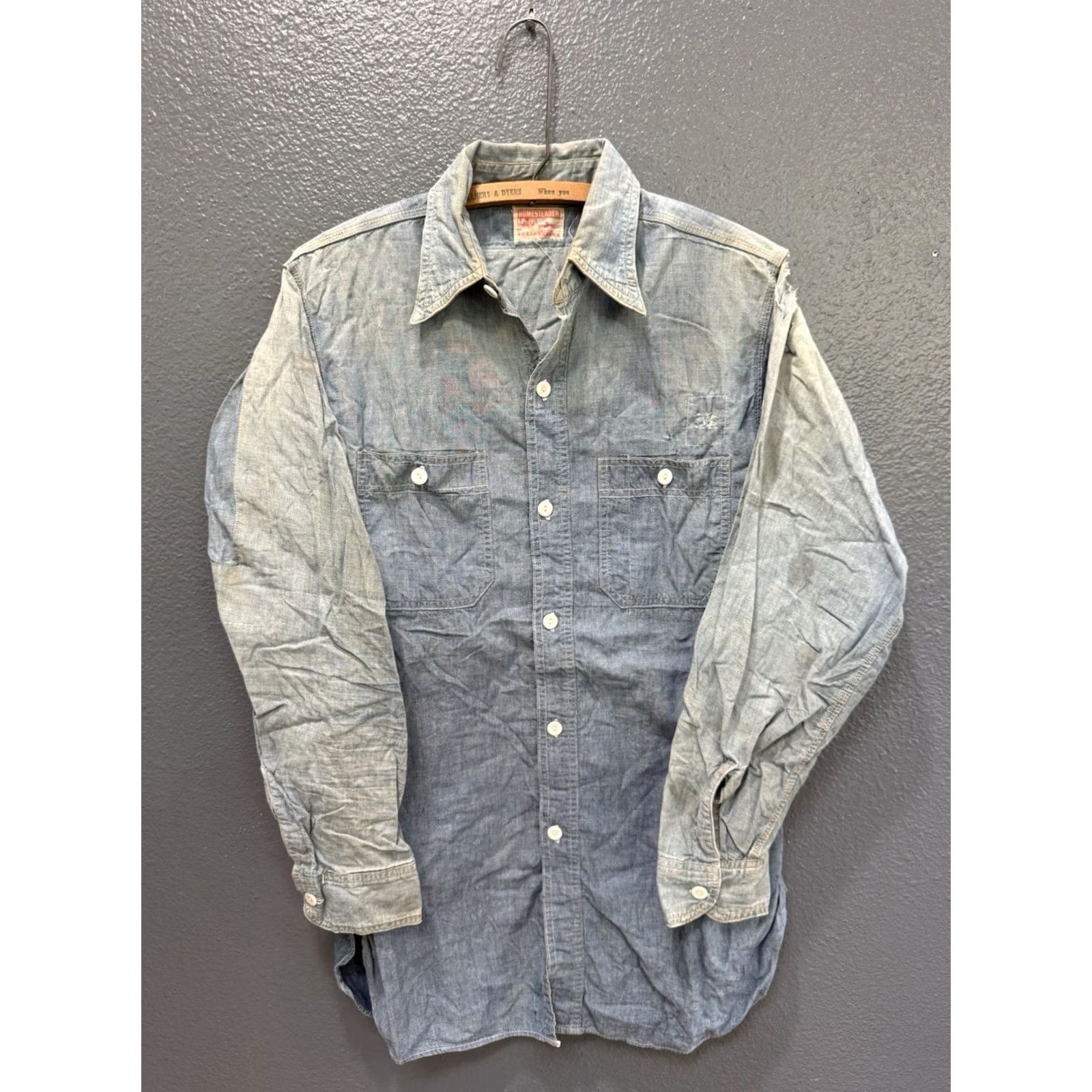 Vintage VINTAGE Homesteader Shirt Mens Large 40s Sanforized Chambray Cotton Button Up Size L Size US L / EU 52-54 / 3 - 3 Thumbnail