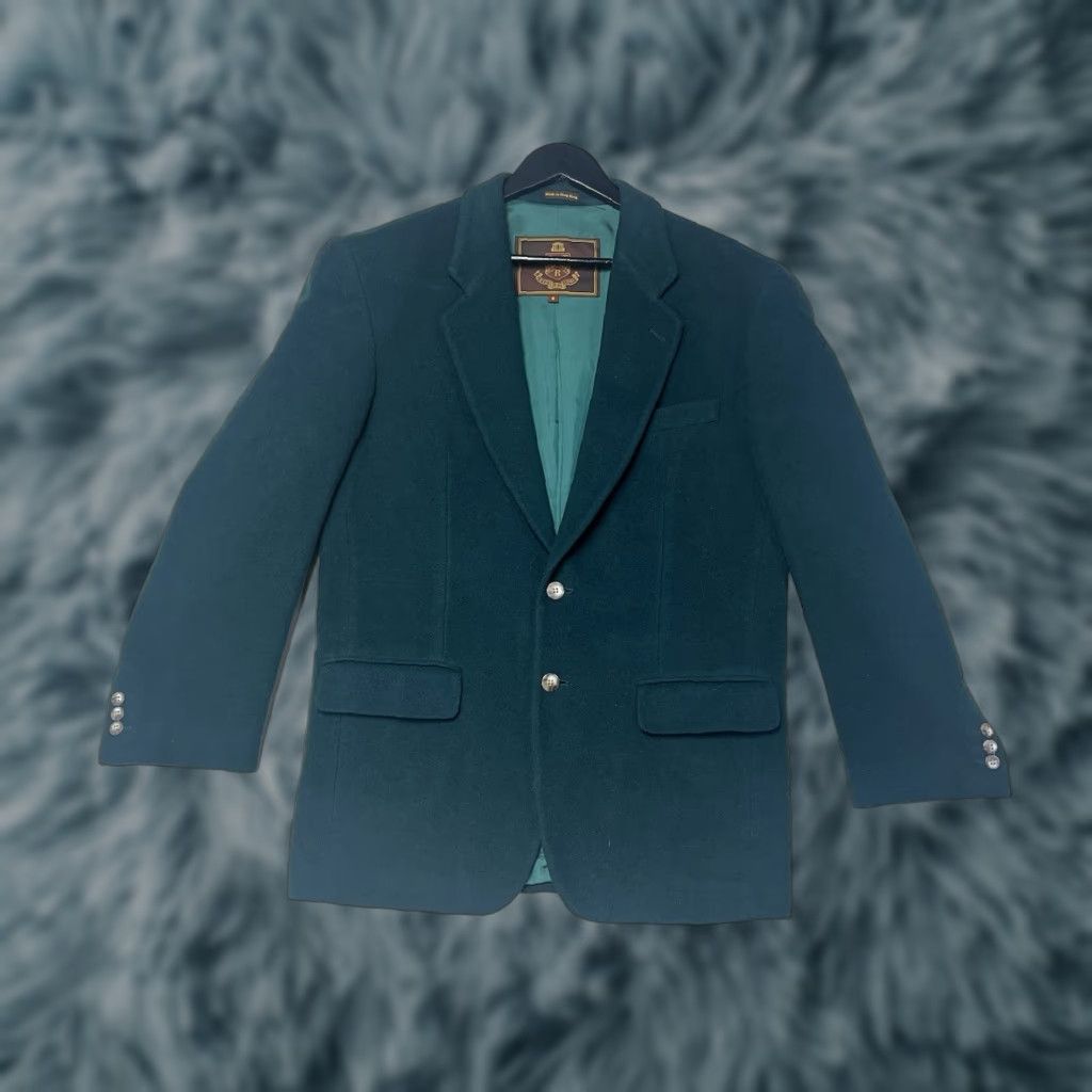 Vintage VINTAGE Structure Blazer Sport Coat Green Wool Cashmere Tweed Men Regular Size S Size 36R - 1 Thumbnail