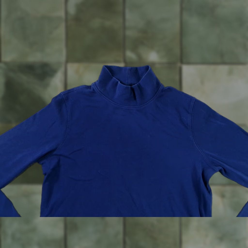 Vintage LL Bean Top Women Small Blue Mock Turtleneck Tee Base Layering Capsule Office Size S / US 4 / IT 40 - 1 Thumbnail