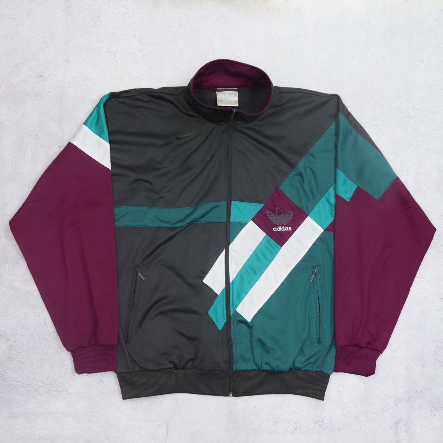 ADIDAS Mini Logo Embroidered Multi Color Block Track Jacket