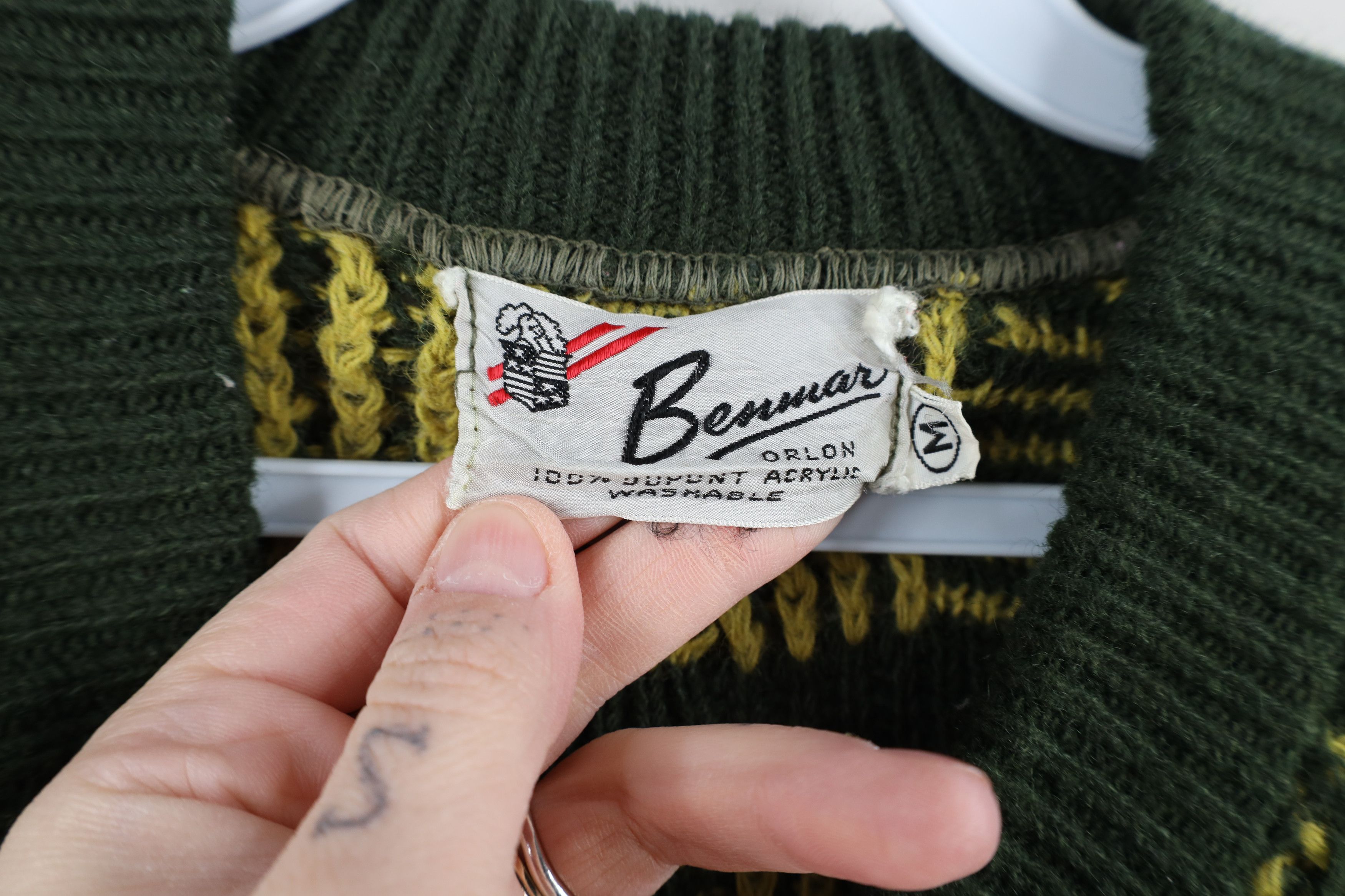 Vintage Vintage 50s Streetwear Checkered Knit V-Neck Sweater USA Size US M / EU 48-50 / 2 - 8 Thumbnail