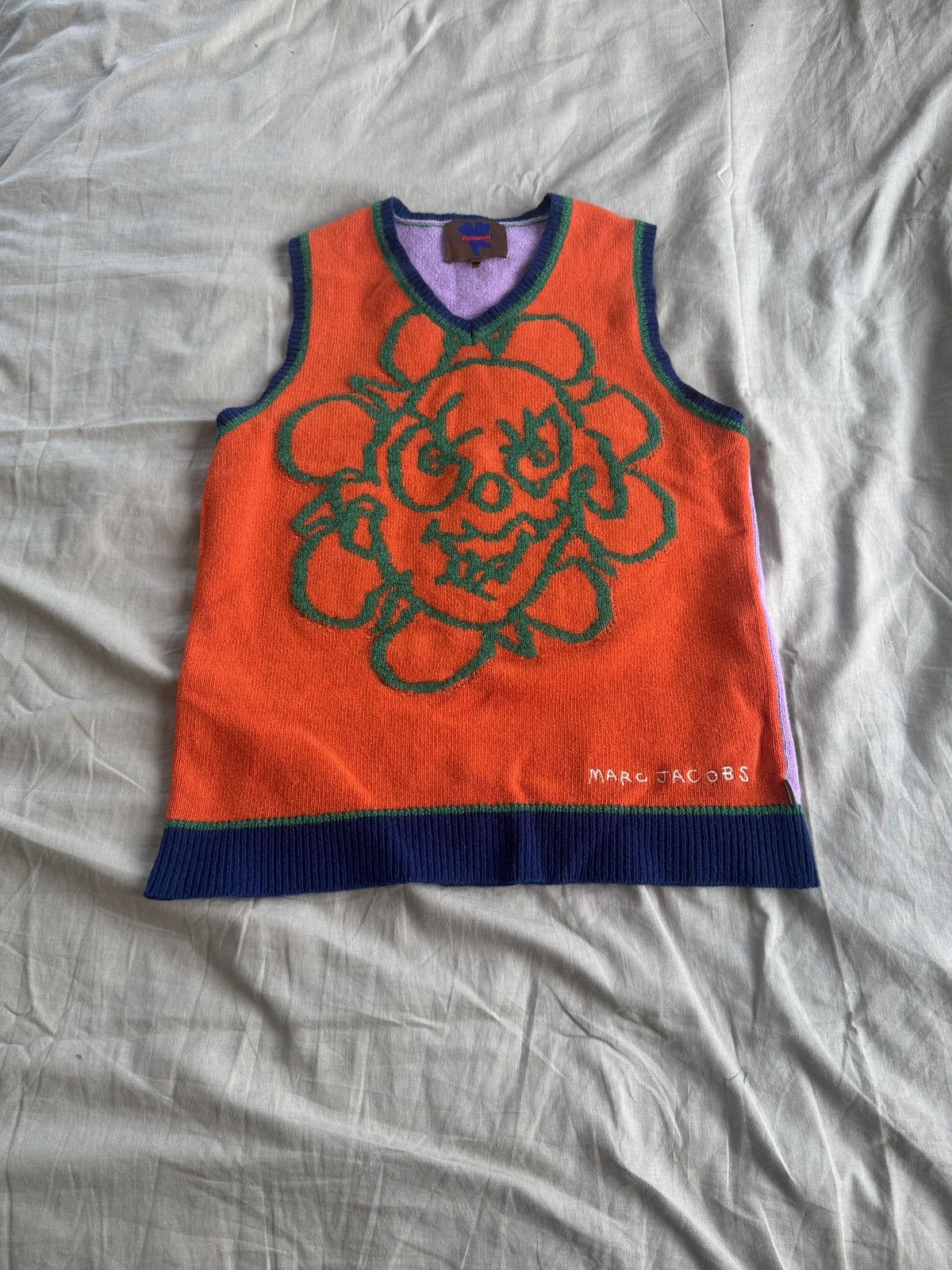Marc Jacobs Orange Crazy Daisy Marc Jacobs Sweater Vest Size US XS / EU 42 / 0 - 1 Thumbnail
