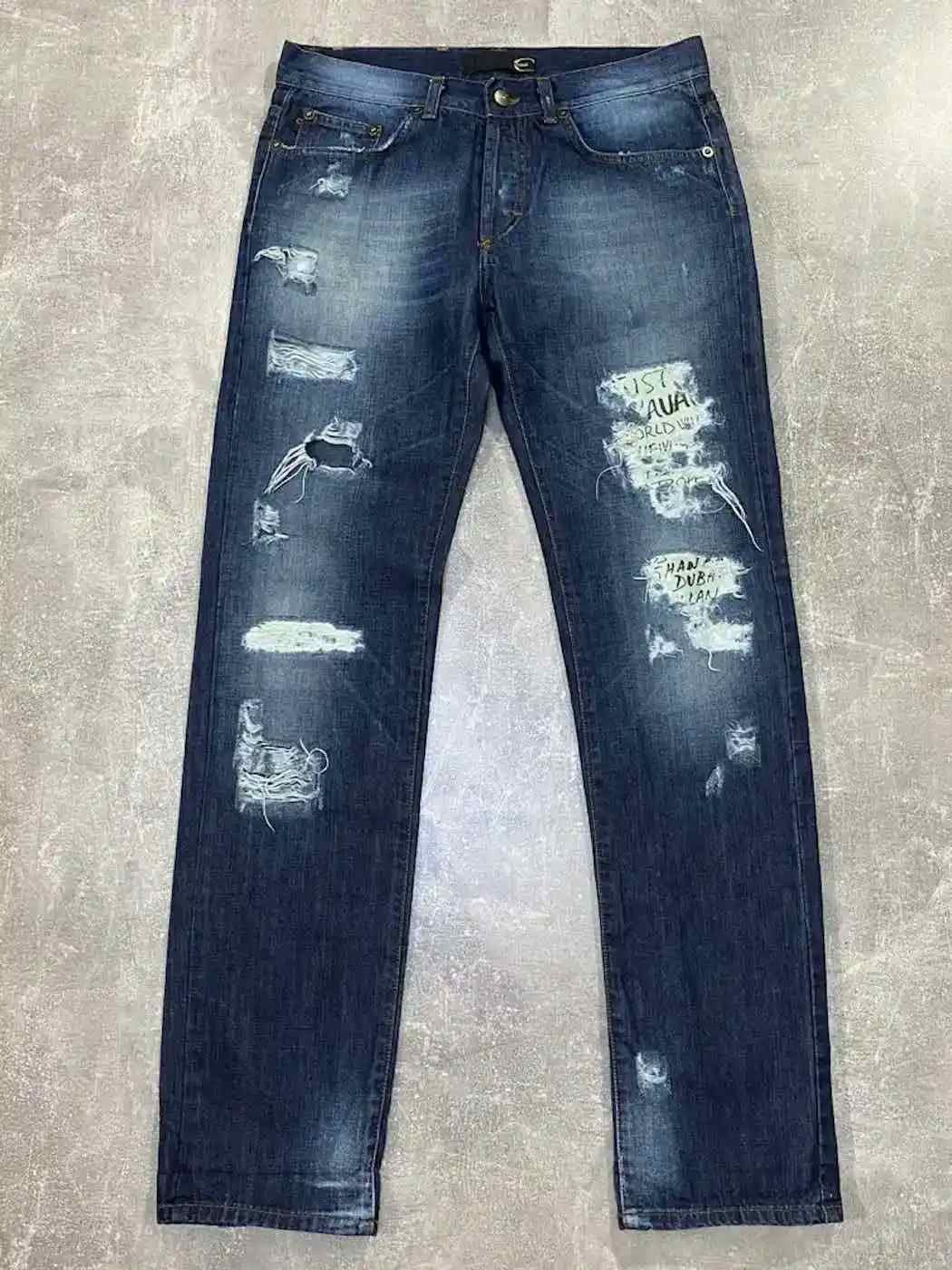 image of Vintage Y2K Just Cavalli Distressed Denim Japan Style Jeans in Blue, Men's (Size 34)