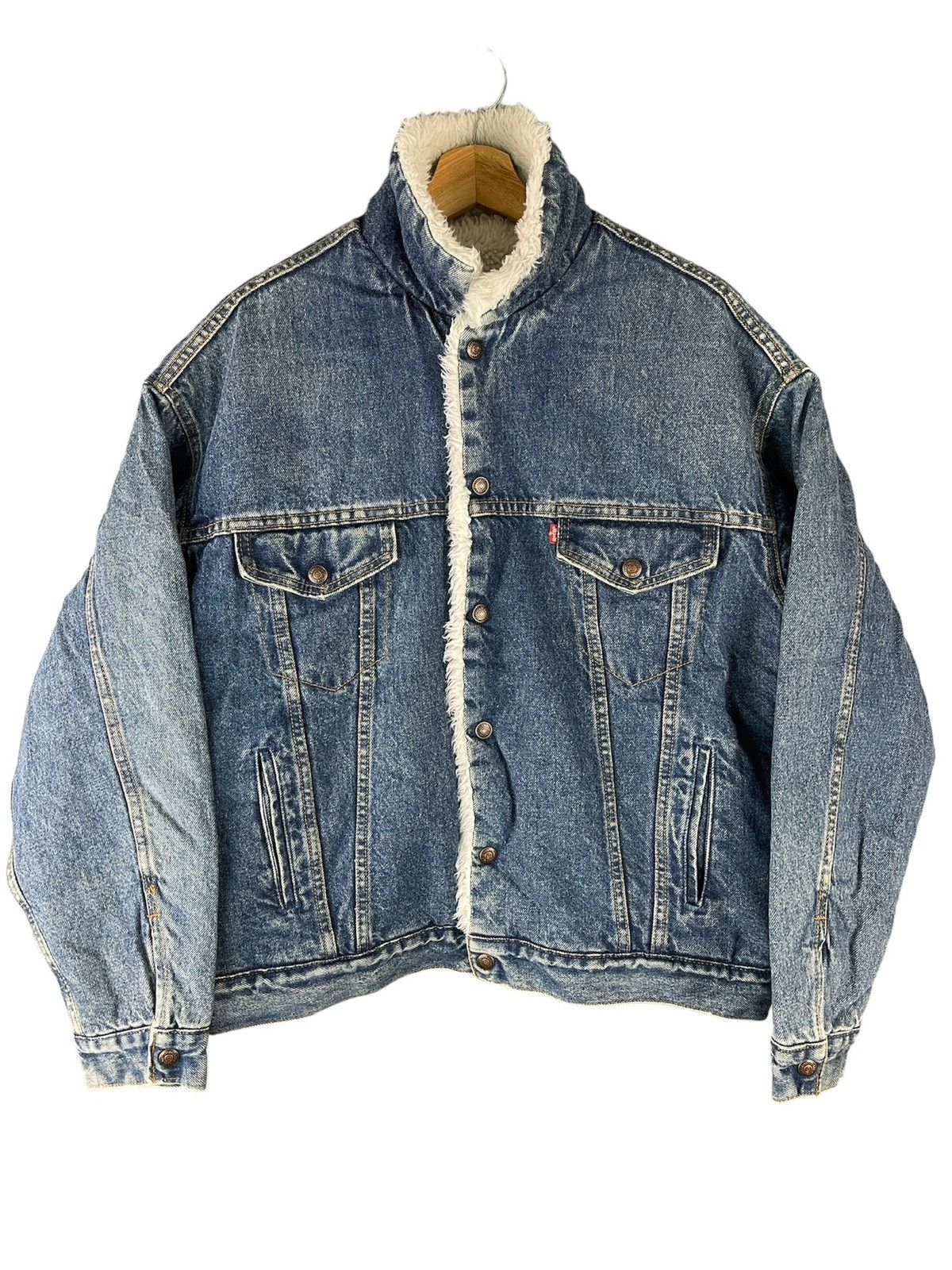 Levis Stamp 521 Lined Sherpa Trucker Denim Vintage Jacket