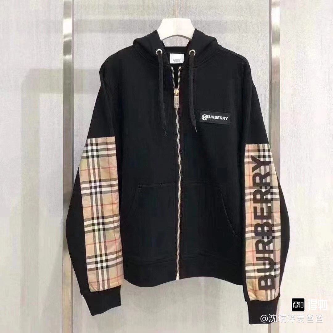 Burberry Burberry Zip-Up Check-Sleeve Letter Hoodie Size US M / EU 48-50 / 2 - 1 Thumbnail