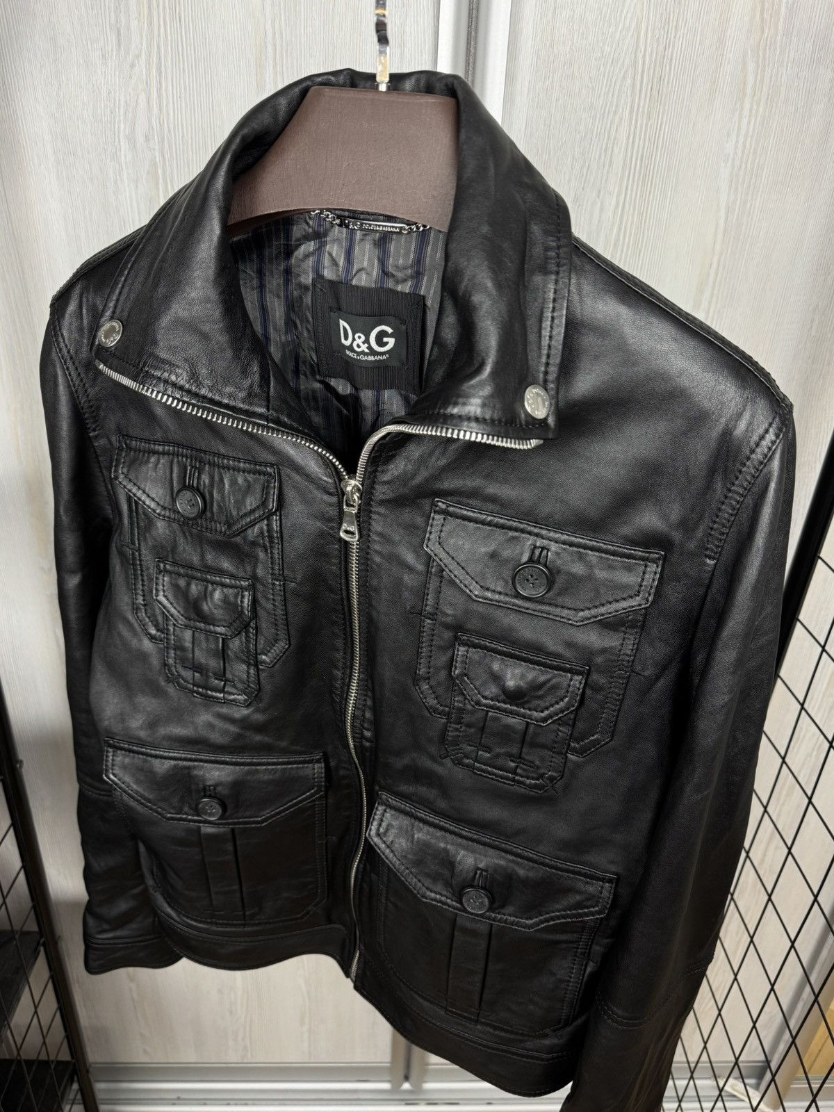 Dolce & Gabbana 2000s Dolce & Gabbana Multipocket Black Leather Jacket Size US L / EU 52-54 / 3 - 6 Thumbnail