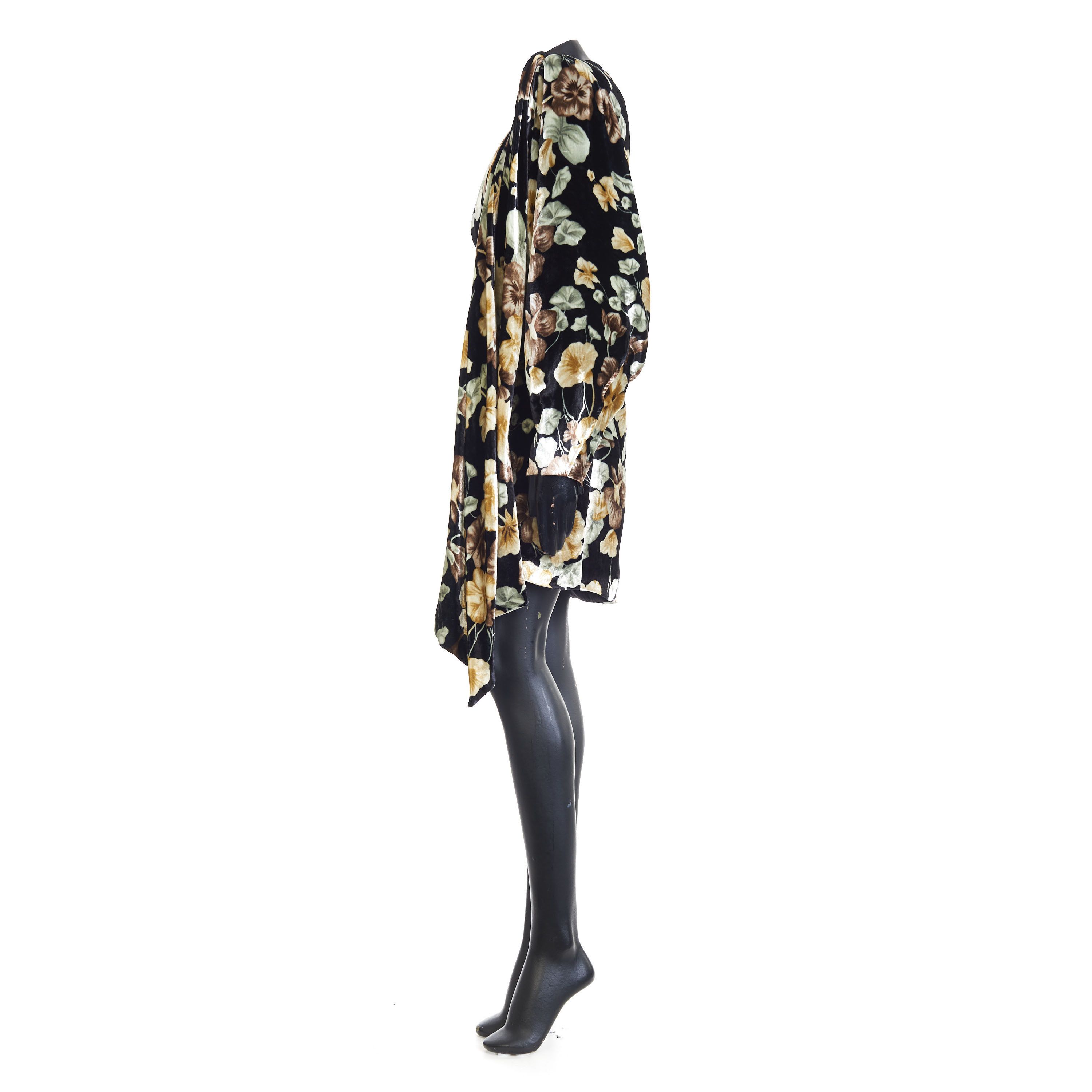 Saint Laurent Paris Draped Dress In Floral Velvet Size M / US 6-8 / IT 42-44 - 3 Thumbnail