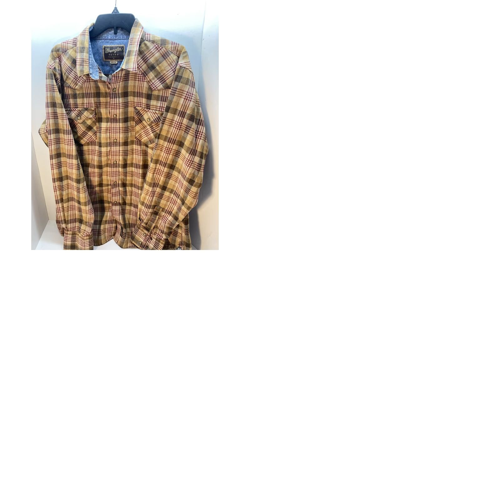Wrangler Wrangler Pearl Snap Shirt Mens XL Brown Plaid Western Rockabilly Cowboy Button-Up Collared Long Sleeve Size US XL / EU 56 / 4 - 9 Thumbnail