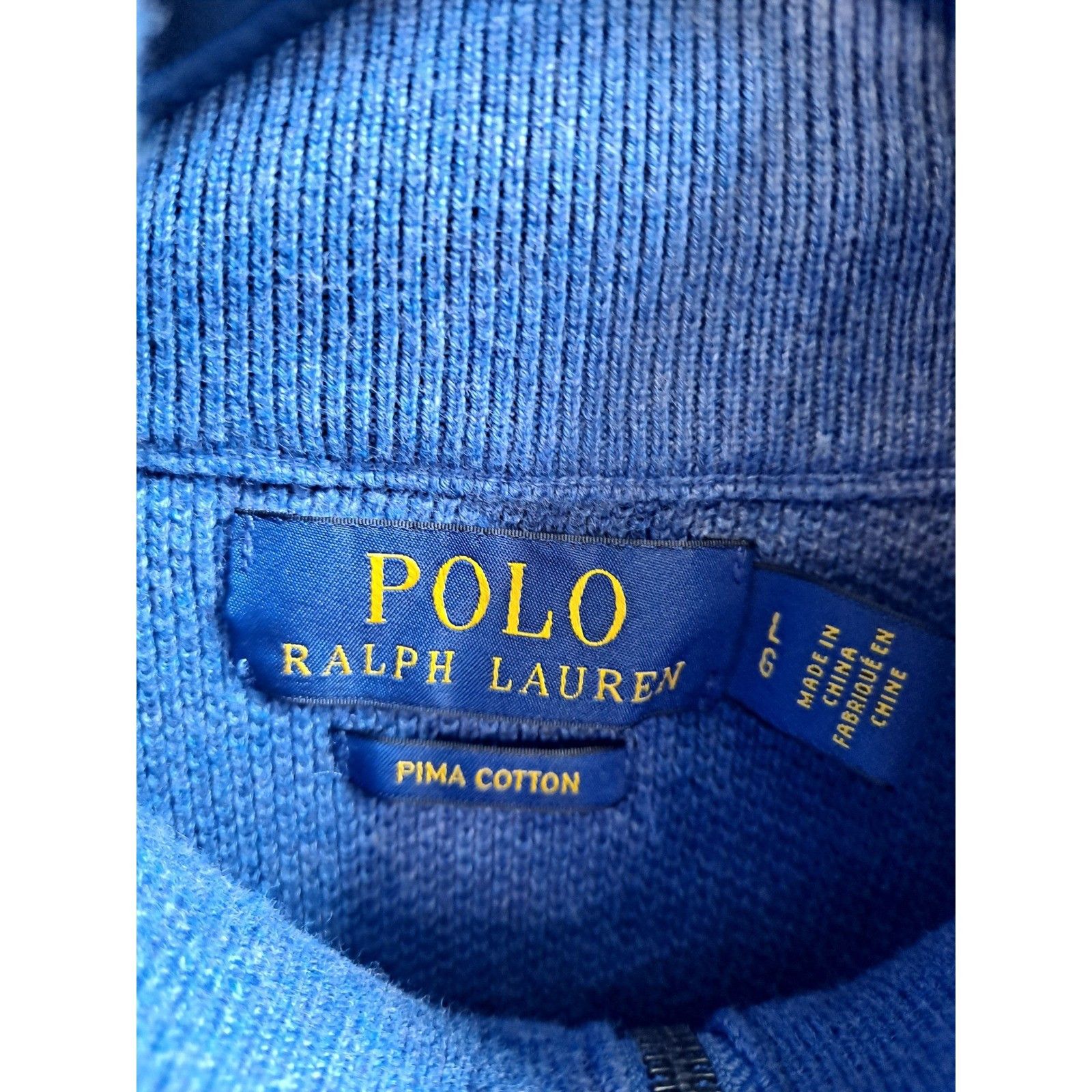 Polo Ralph Lauren Polo Ralph Lauren Pima Cotton 1/4 Zip Pullover Sweater Blue Size US L / EU 52-54 / 3 - 4 Thumbnail
