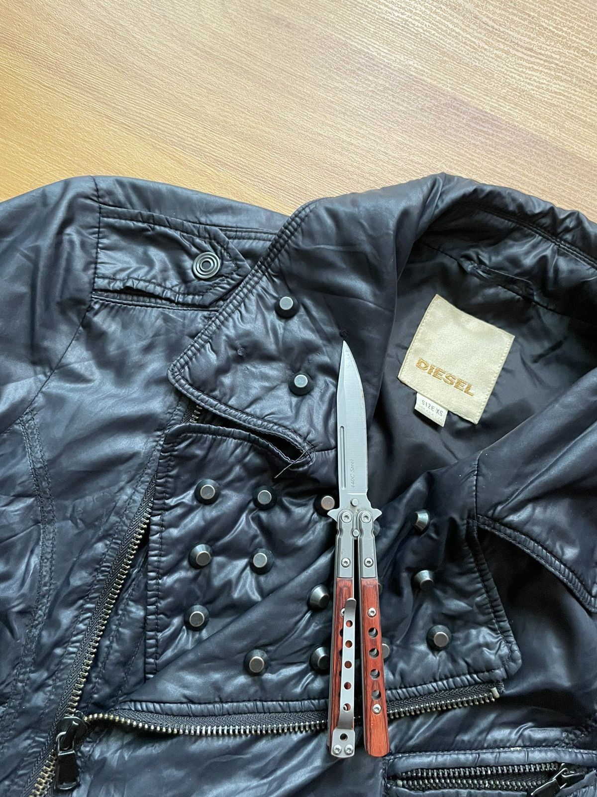 Diesel Vintage Diesel Logo Avant Garde Biker Jacket Backprint Size XS / US 0-2 / IT 36-38 - 9 Thumbnail