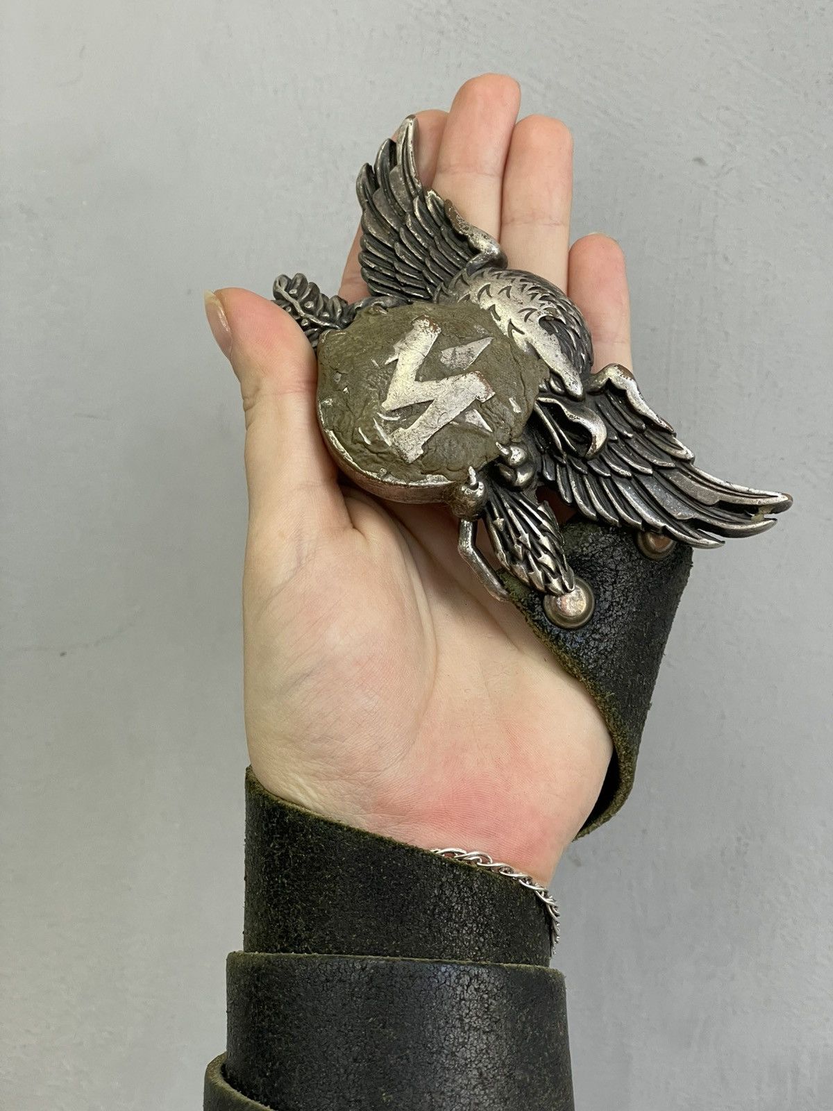 Mustang Rare Eagle buckle leather belt watanabe style leather belt Size ONE SIZE - 3 Thumbnail