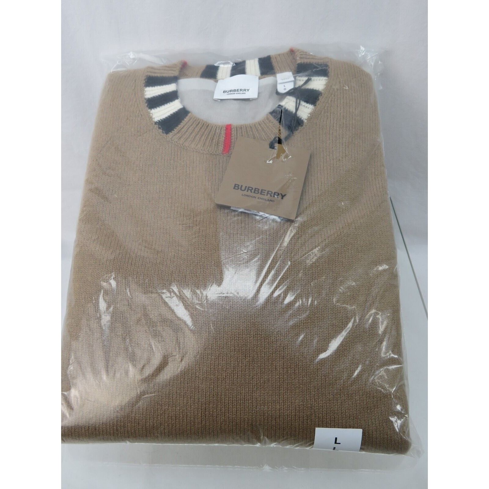Burberry BURBERRY BEIGE WOOL CASHMERE CHECK LOGO PULLOVER SWEATER M Size M / US 6-8 / IT 42-44 - 8 Thumbnail