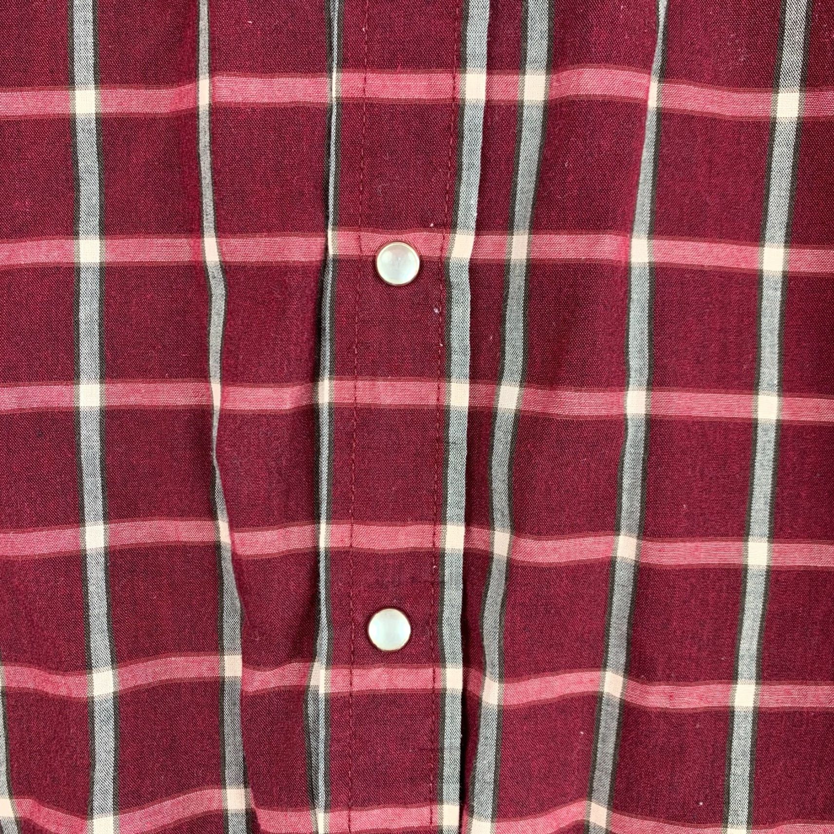 Vintage Vintage Ely Cattleman Tall Man Plaid Red White Rodeo Western Pearl Snap Shirt LT Long Sleeve Cotton 1980s Grunge Size US L / EU 52-54 / 3 - 3 Thumbnail