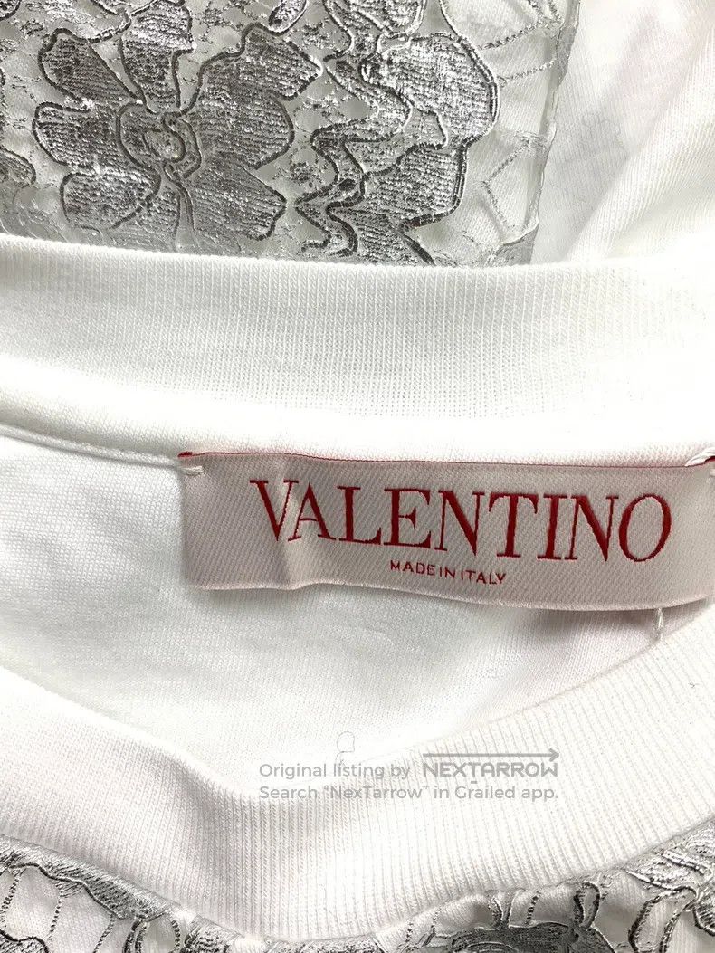 Valentino Valentino Silver lace short-sleeved T-shirt Size M / US 6-8 / IT 42-44 - 4 Thumbnail