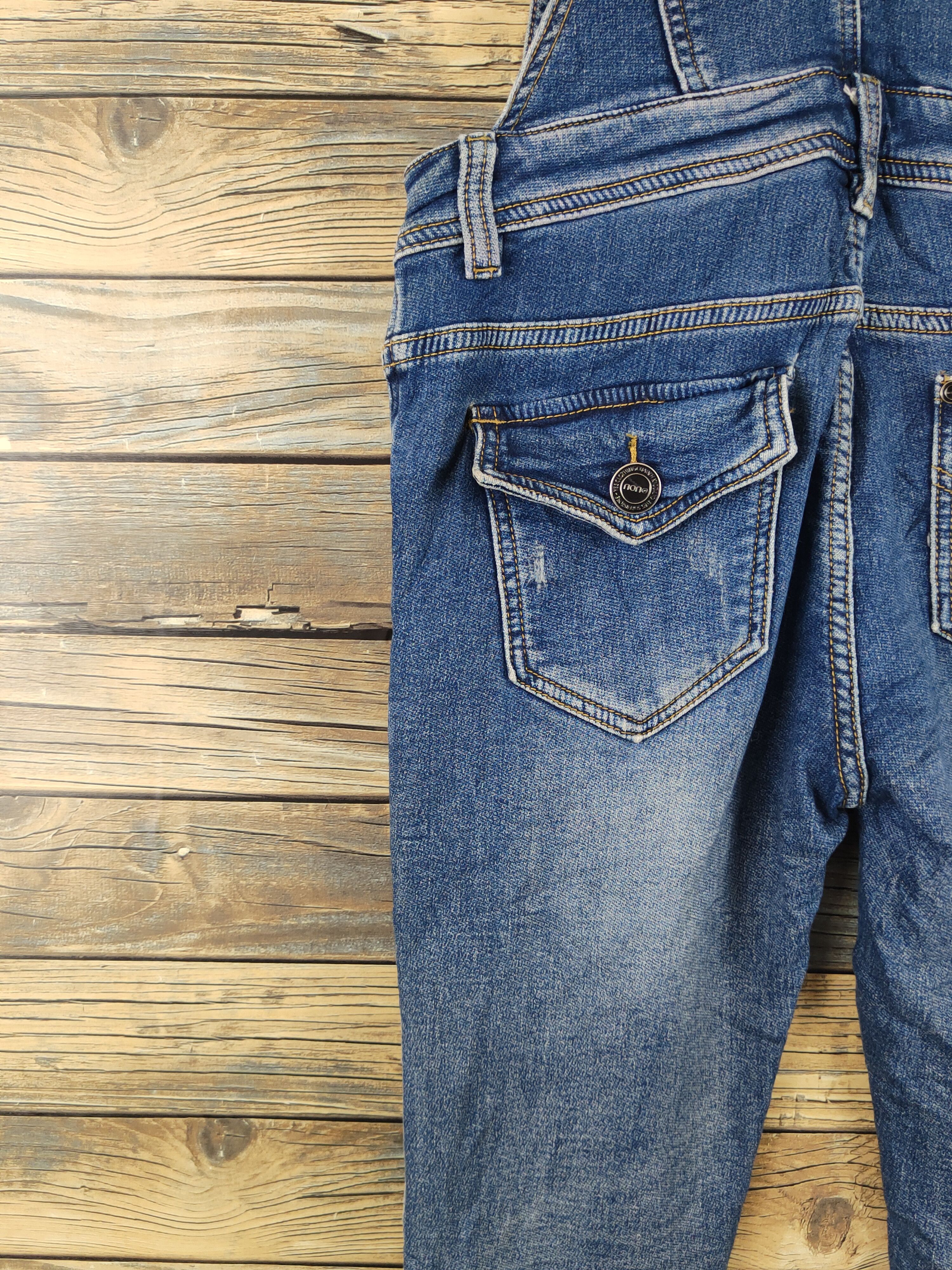 Japanese Brand × Vintage Vintage Nono Dark Blue Adjustable Strap Denim Jumpsuits Size 29" - 13 Thumbnail