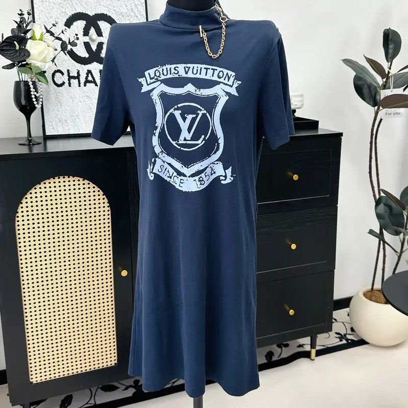 Louis Vuitton Louis Vuitton Spring Autumn Blue Cotton Dress 0089 Size S / US 4 / IT 40 - 1 Thumbnail