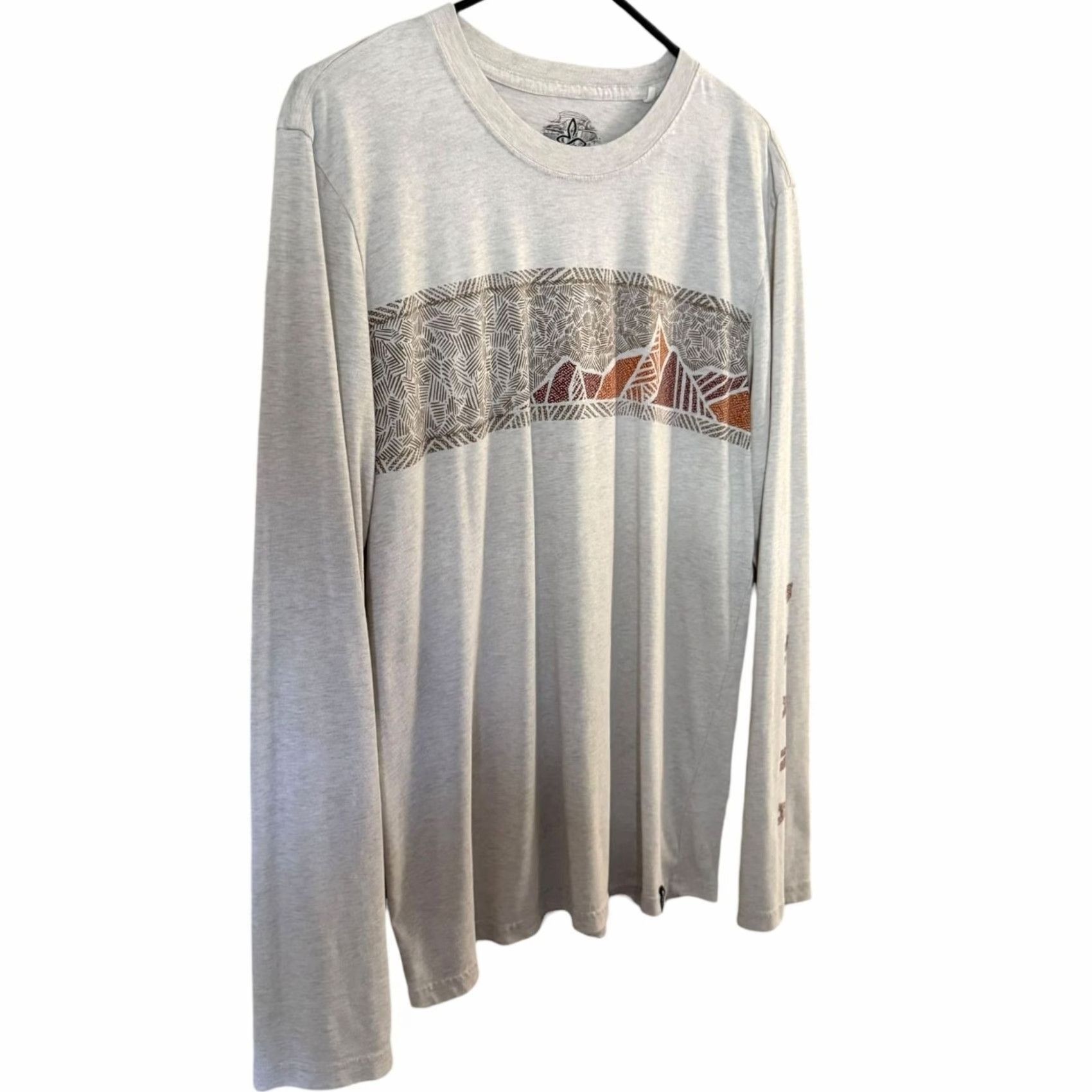 Prana prAna Long-Sleeve Shirt Oatmeal Mountain Art Graphic Logo Men's M Shirt Logo All Seasons Nature Outdoor Women? Mens Size US M / EU 48-50 / 2 - 3 Thumbnail