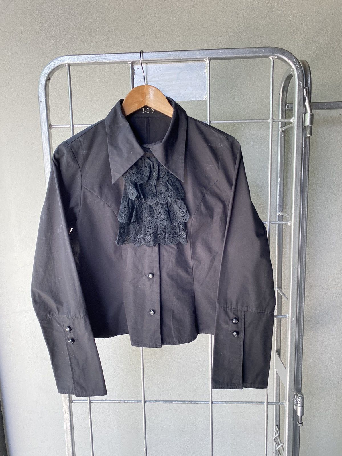 トップス Black Peace Now Big Collar Lace-up Shirt BPN Black Peace