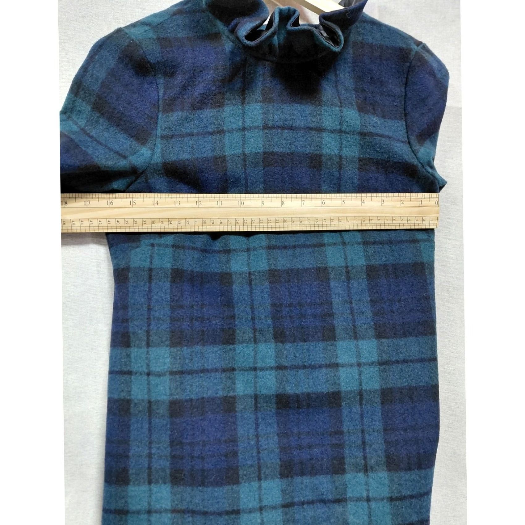 Vintage TUCKERNUCK Plaid Wool Blend Coat Blue Long Sleeve Collared Women XS Tie Closure Casual Business Size XS / US 0-2 / IT 36-38 - 7 Thumbnail