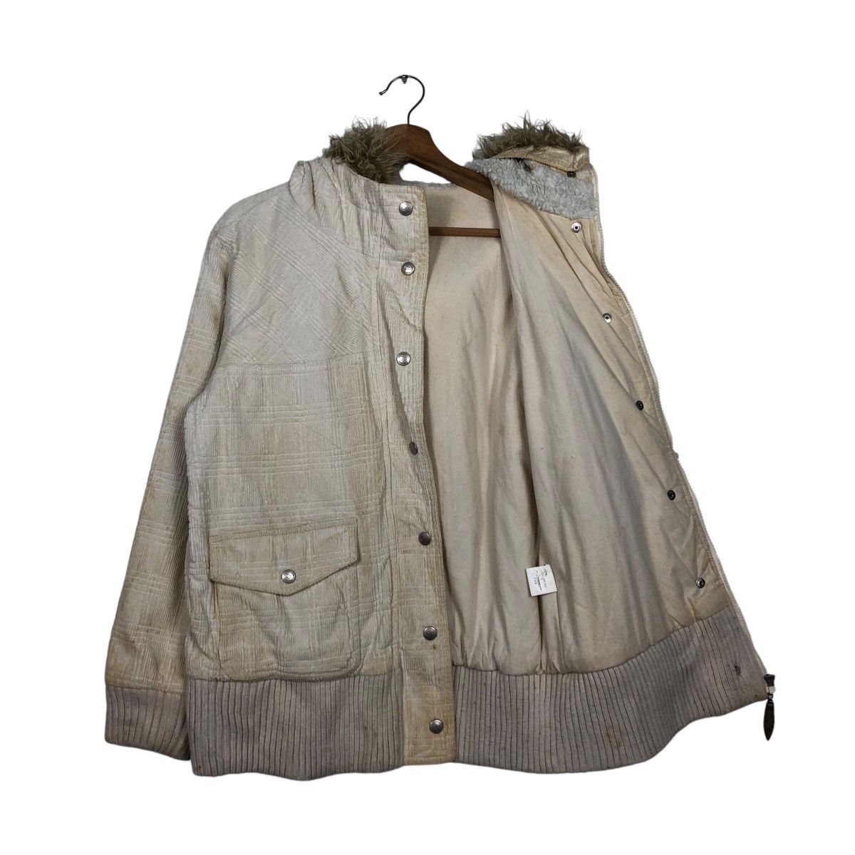 Japanese Brand 📌Vtg Corduroy Bomber Jacket Ocean Pacific Mink Fur Hoodie Size US L / EU 52-54 / 3 - 13 Thumbnail