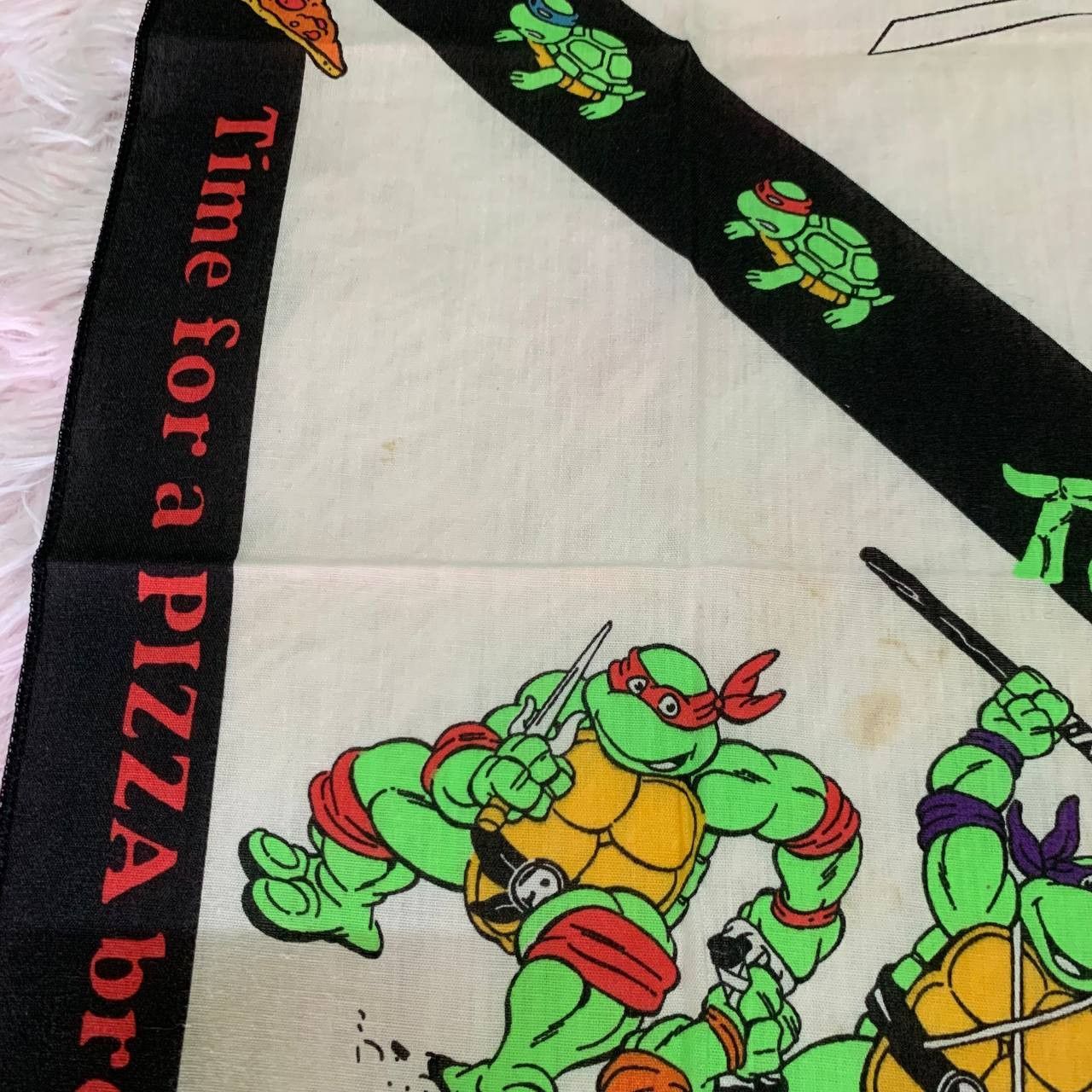 Cartoon Network × Vintage RARE Vintage Teenage Mutant Ninja Turtles 1990 Handkerchief Size ONE SIZE - 4 Thumbnail