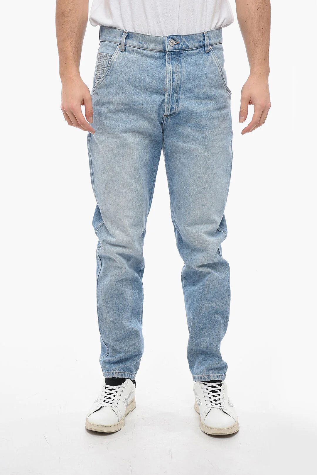 Balmain og1mm0326 Straight-Fit Jeans in Blue Size US 33 - 1 Thumbnail
