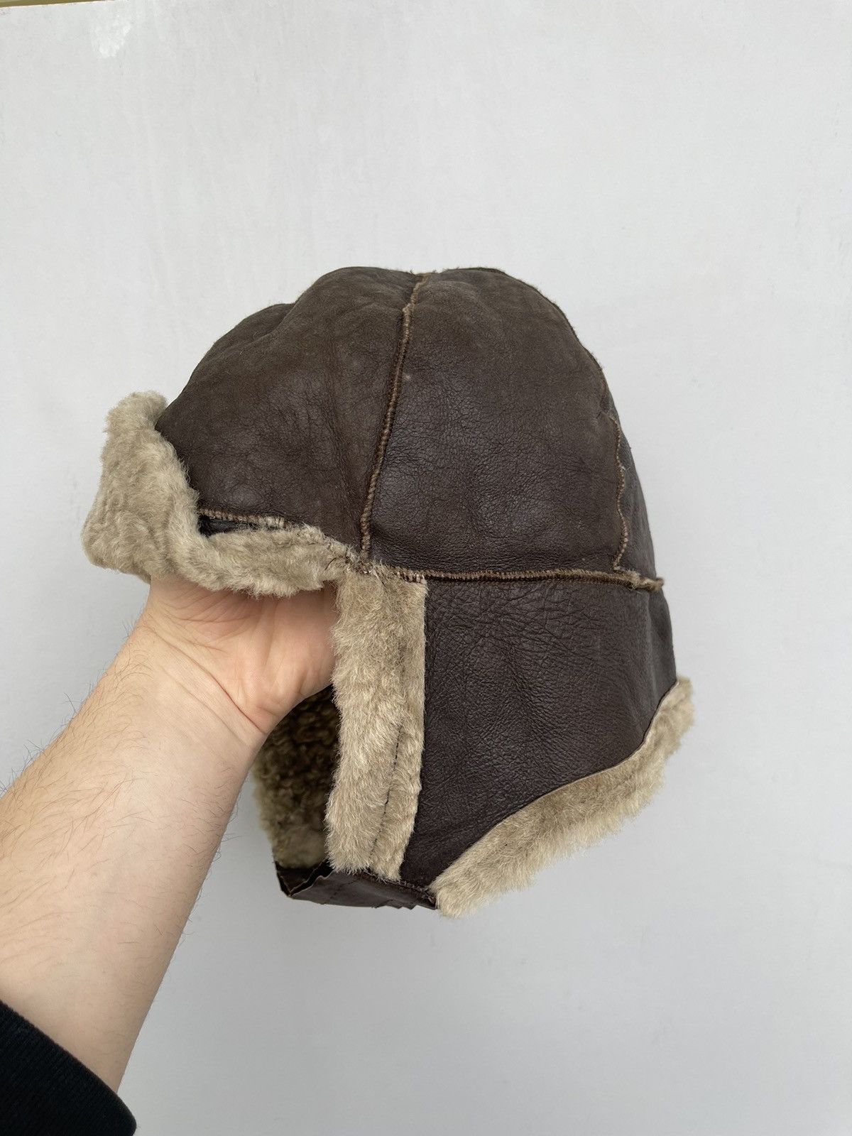 Vintage 1980s USHANKA Y2K FLYER'S LEATHER TRAPPER HAT WITH SHEARLING Size ONE SIZE - 15 Thumbnail