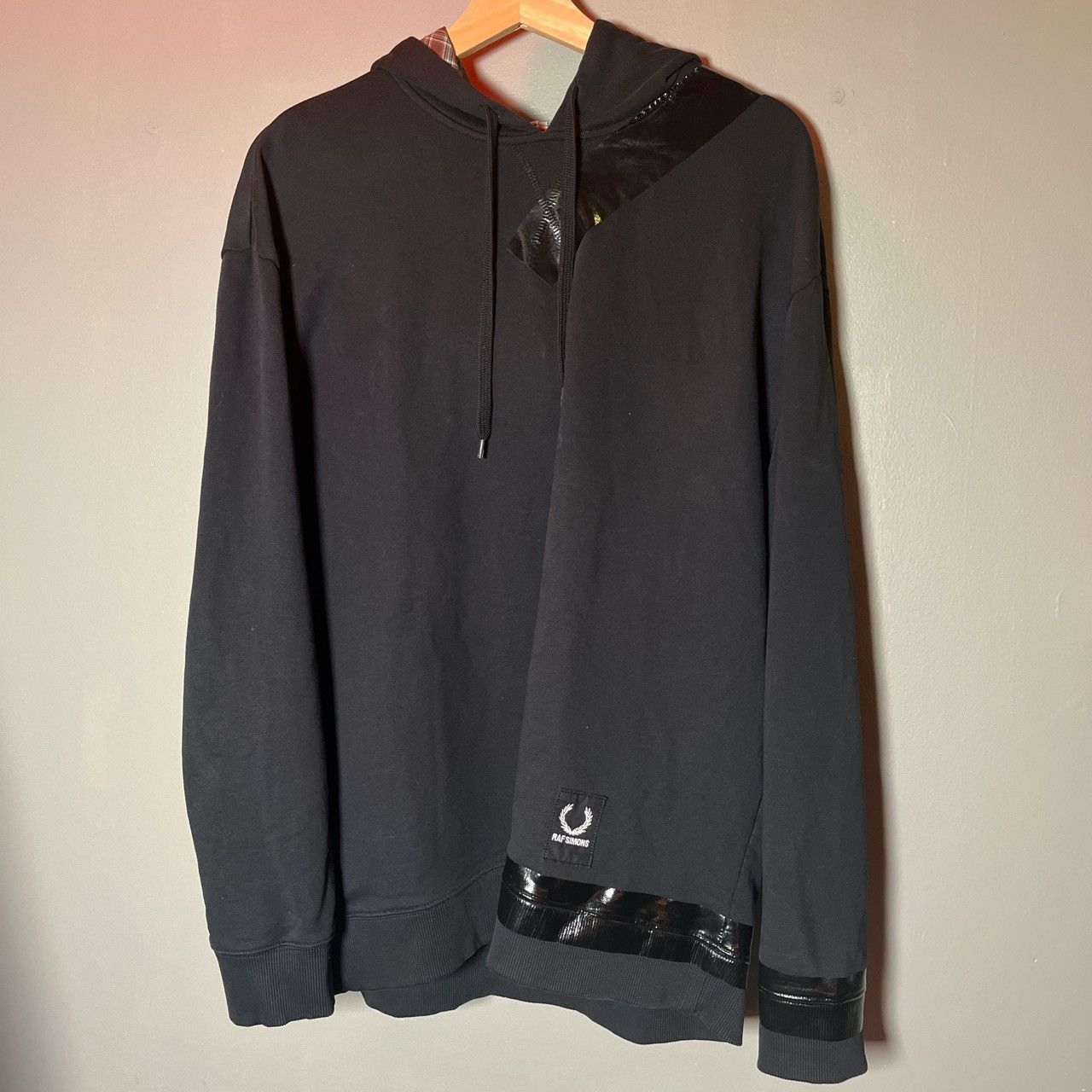 image of × Fred Perry Detail Black Tape Hoodie, Men's (Size Medium)