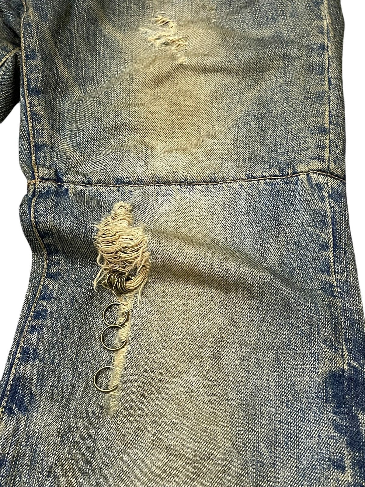 Japanese Brand Archive PPFM Pierced Mud Wash Double Waist Distressed Jeans Size US 31 - 5 Thumbnail